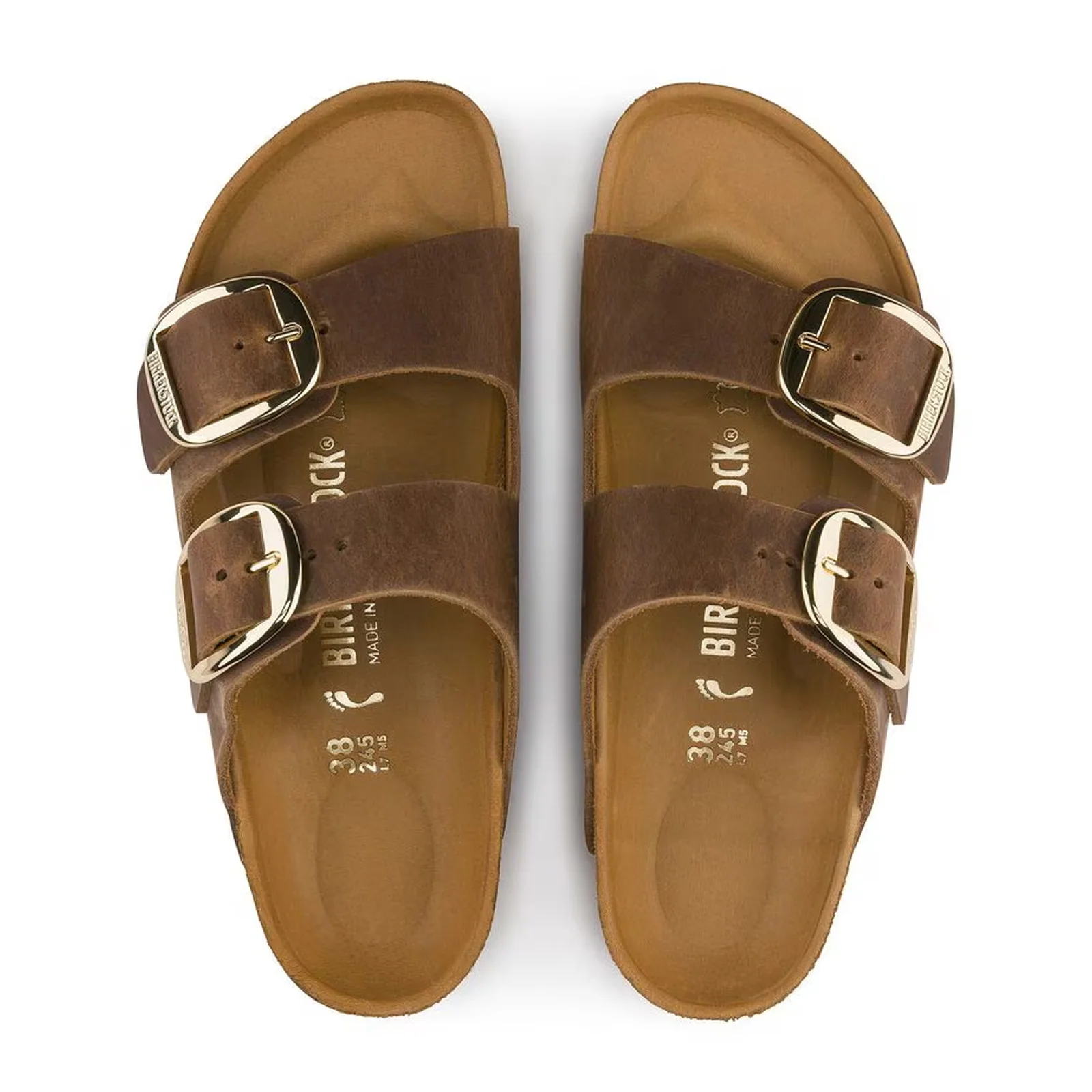 Birkenstock Arizona Big Buckle Slide Sandal (Women) - Cognac Oiled Leather - Image 2