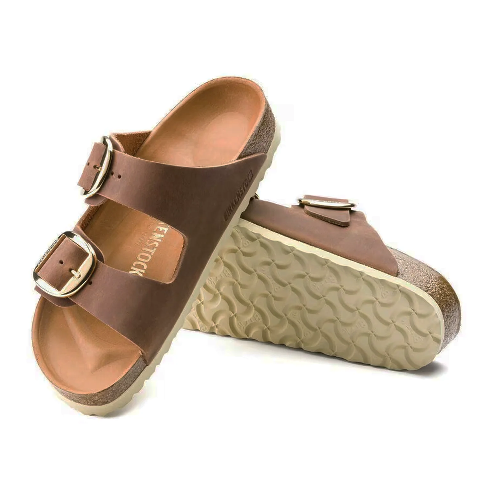 Birkenstock Arizona Big Buckle Slide Sandal (Women) - Cognac Oiled Leather - Image 3