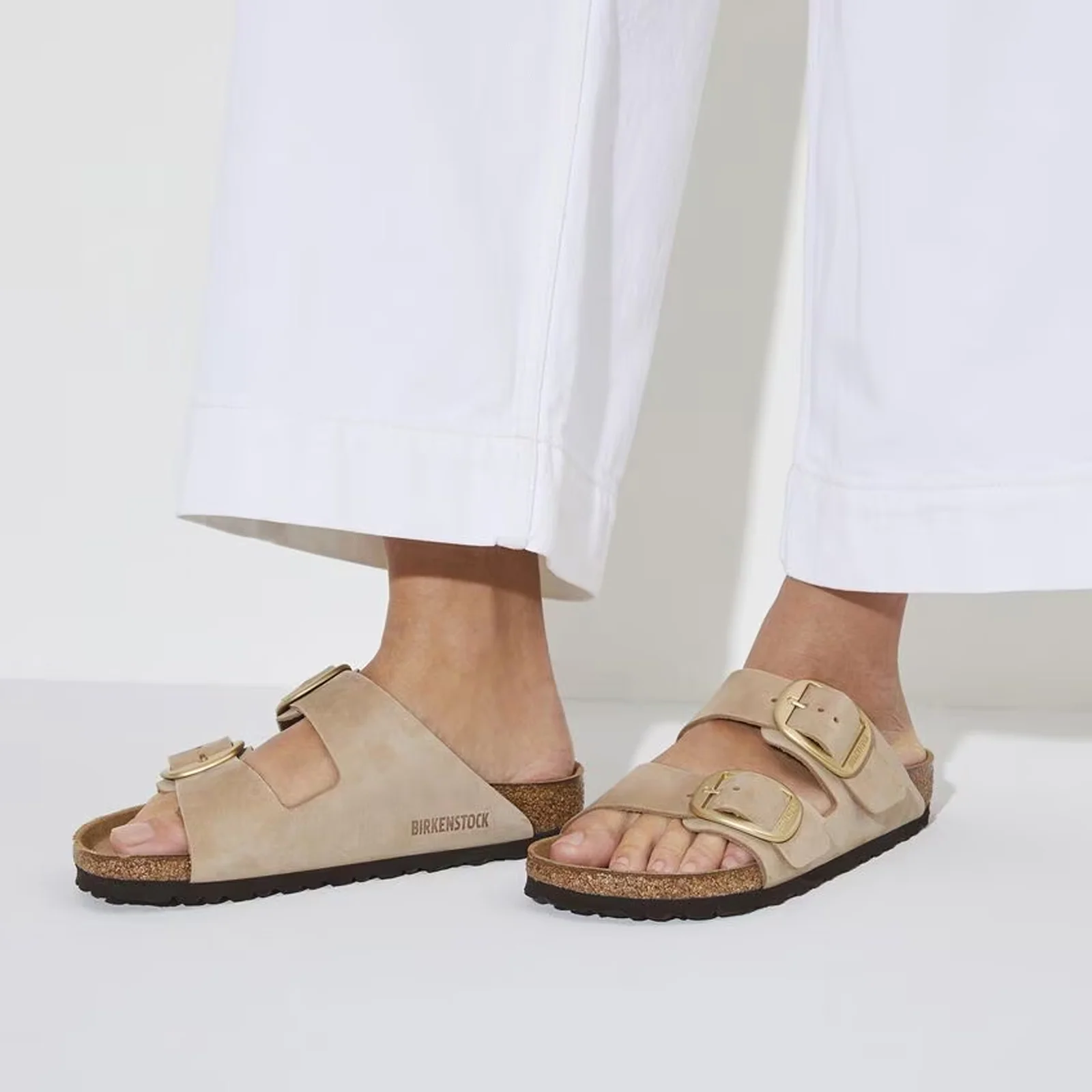 Birkenstock Arizona Big Buckle Slide Sandal (Women) - Sandcastle Nubuck - Image 7