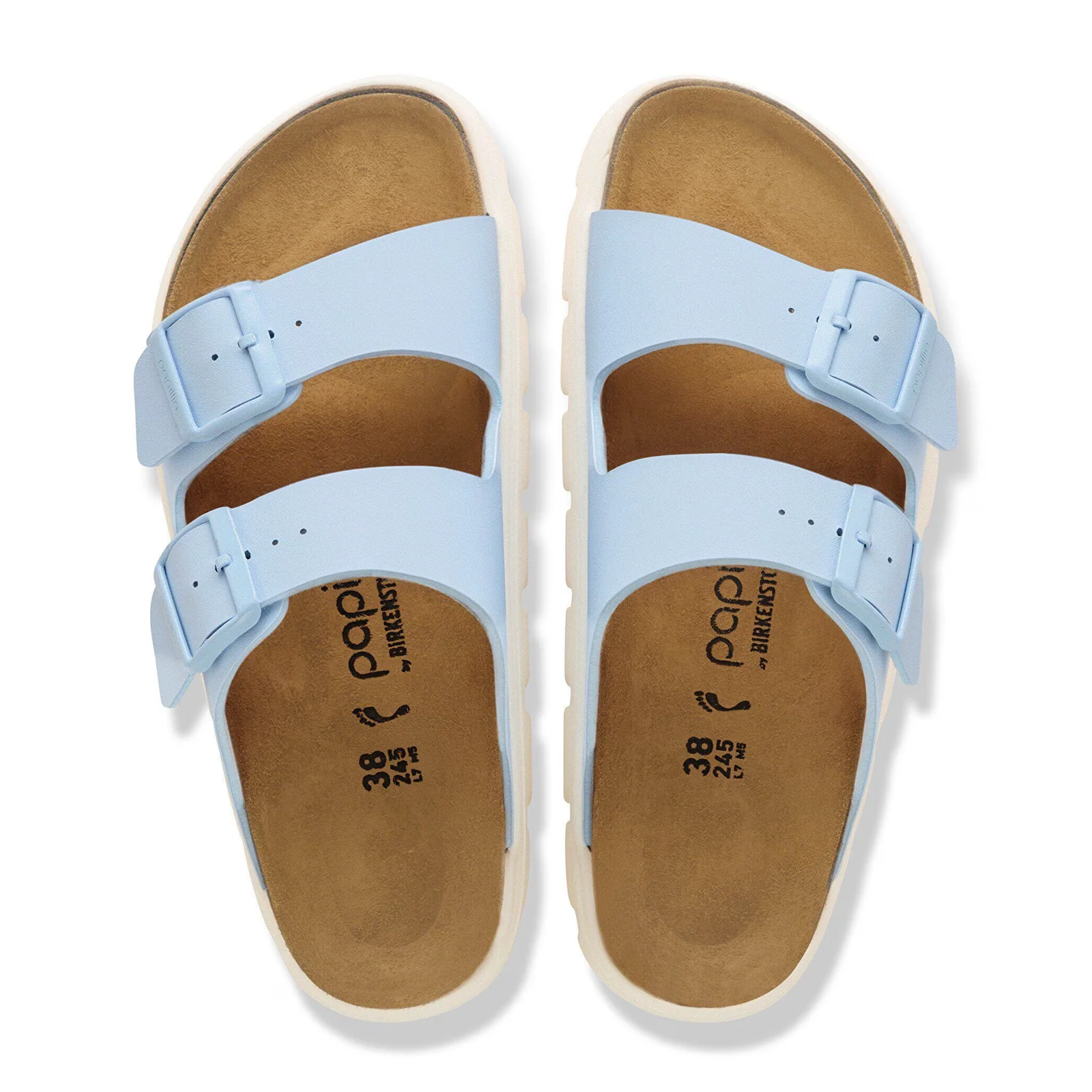 Birkenstock Arizona Chunky Narrow Slide Sandal (Women) - Baby Blue Birko-Flor - Image 2