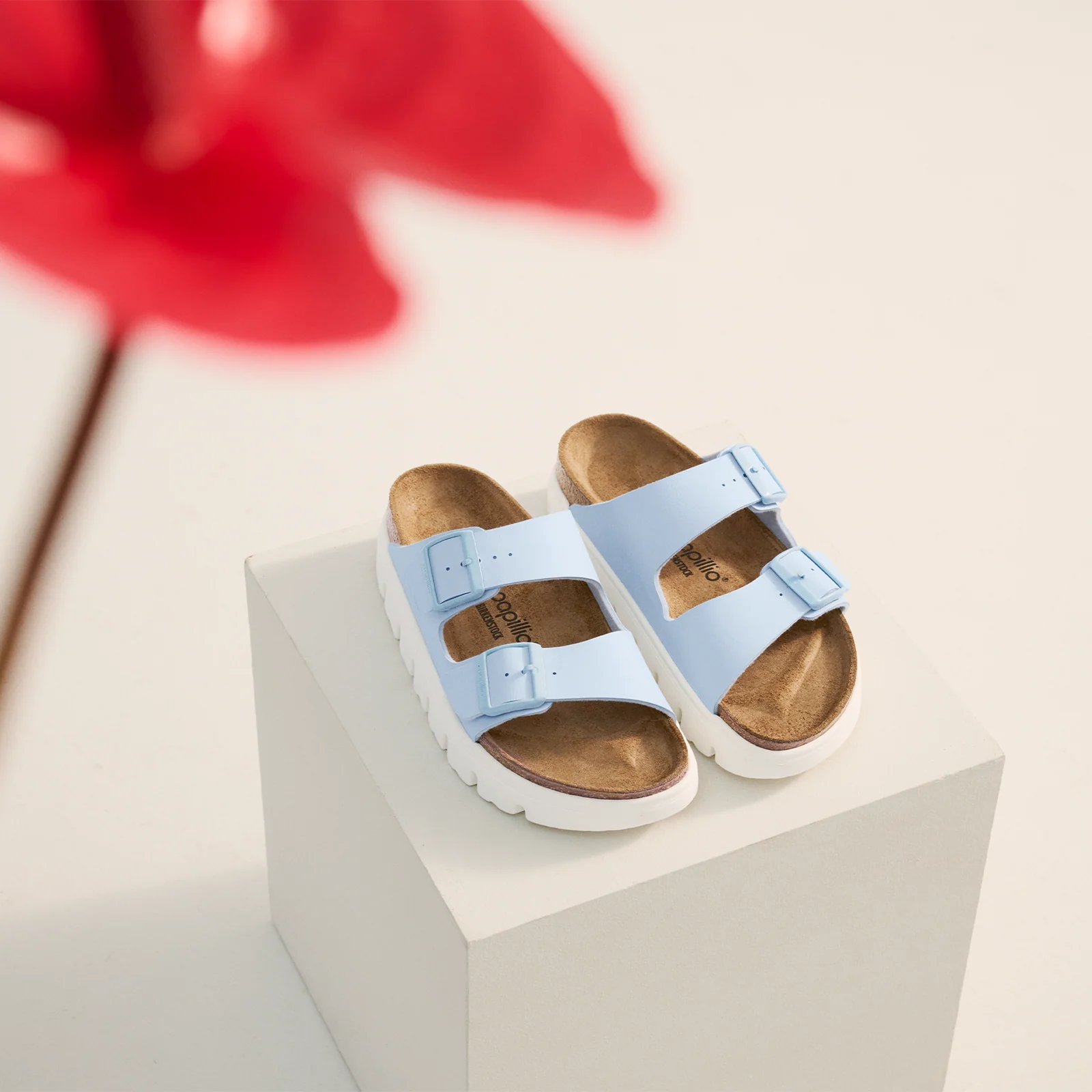 Birkenstock Arizona Chunky Narrow Slide Sandal (Women) - Baby Blue Birko-Flor - Image 9