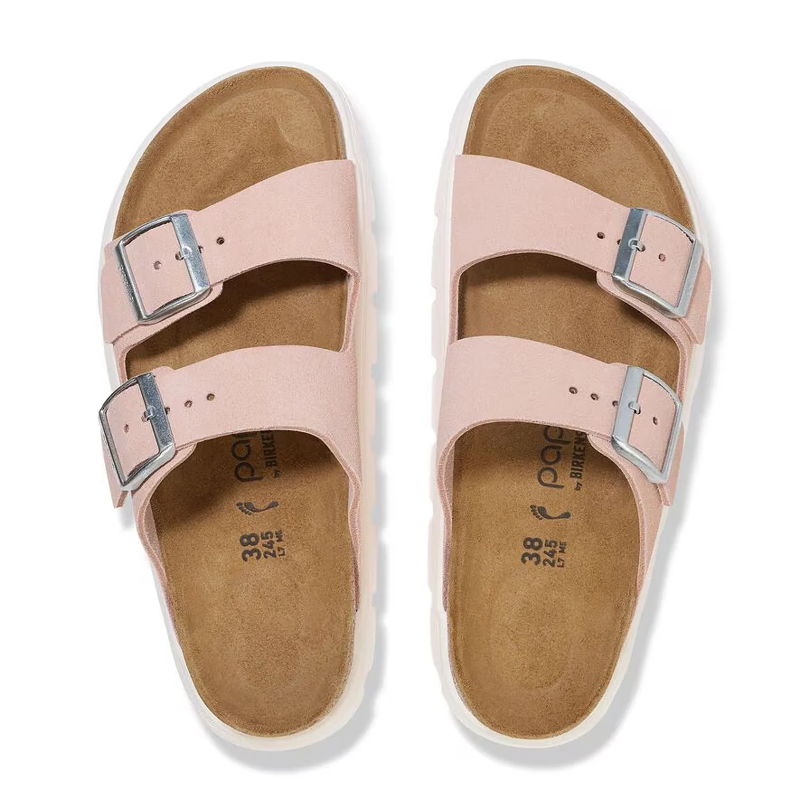 Birkenstock Arizona Chunky Narrow Slide Sandal (Women) - Light Rose Suede - Image 2