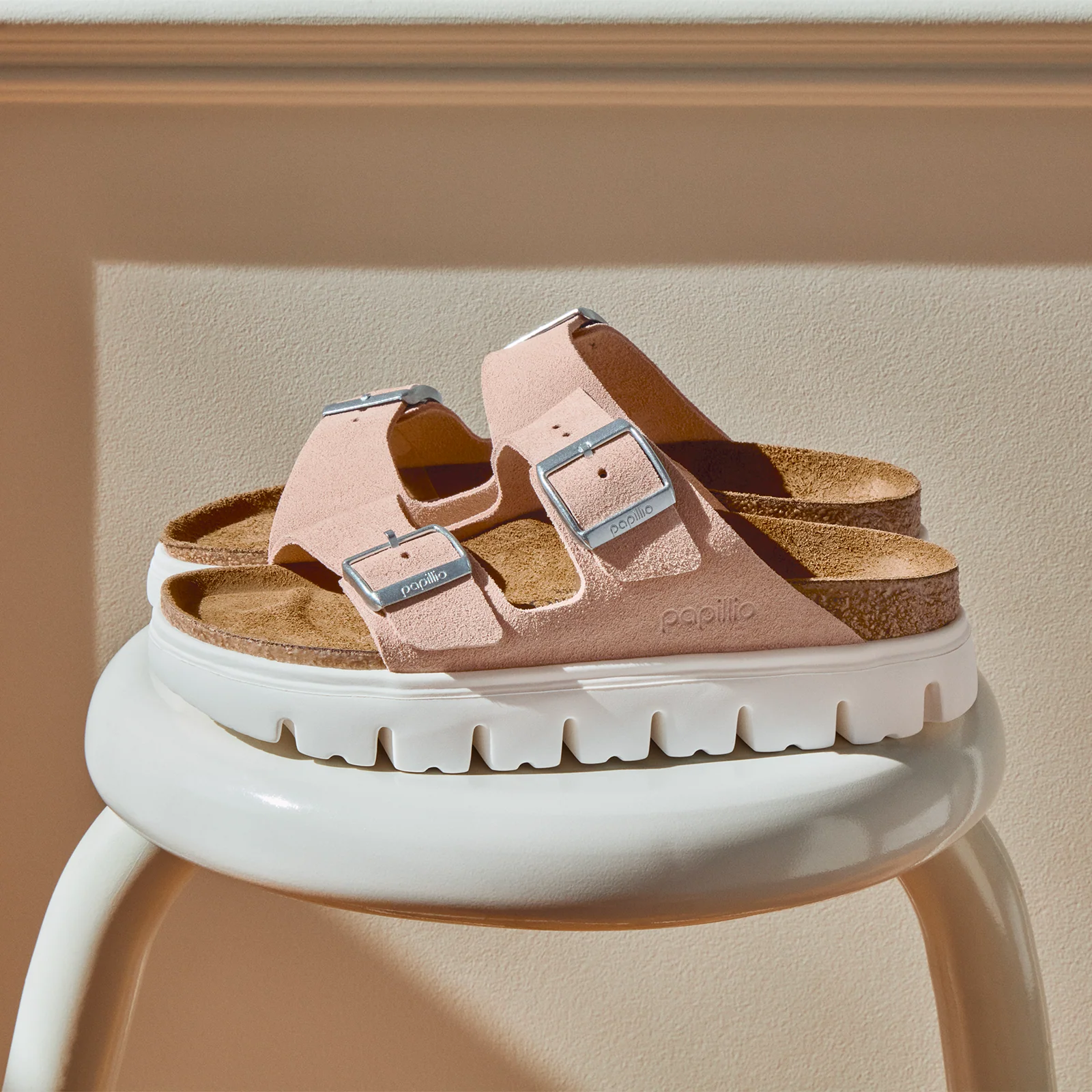 Birkenstock Arizona Chunky Narrow Slide Sandal (Women) - Light Rose Suede - Image 8
