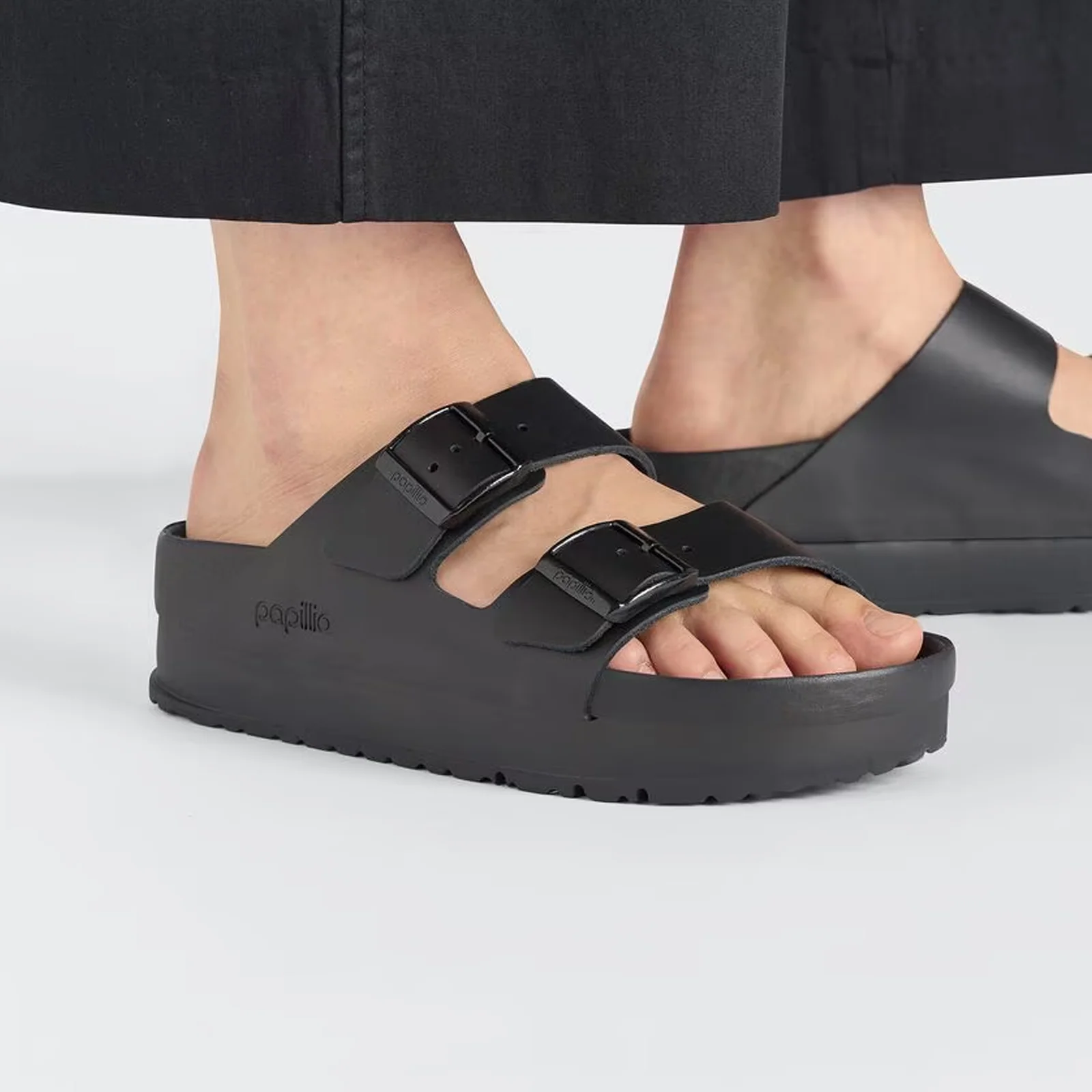 Birkenstock Arizona Flex Platform Narrow Slide Sandal (Women) - Black Leather - Image 7
