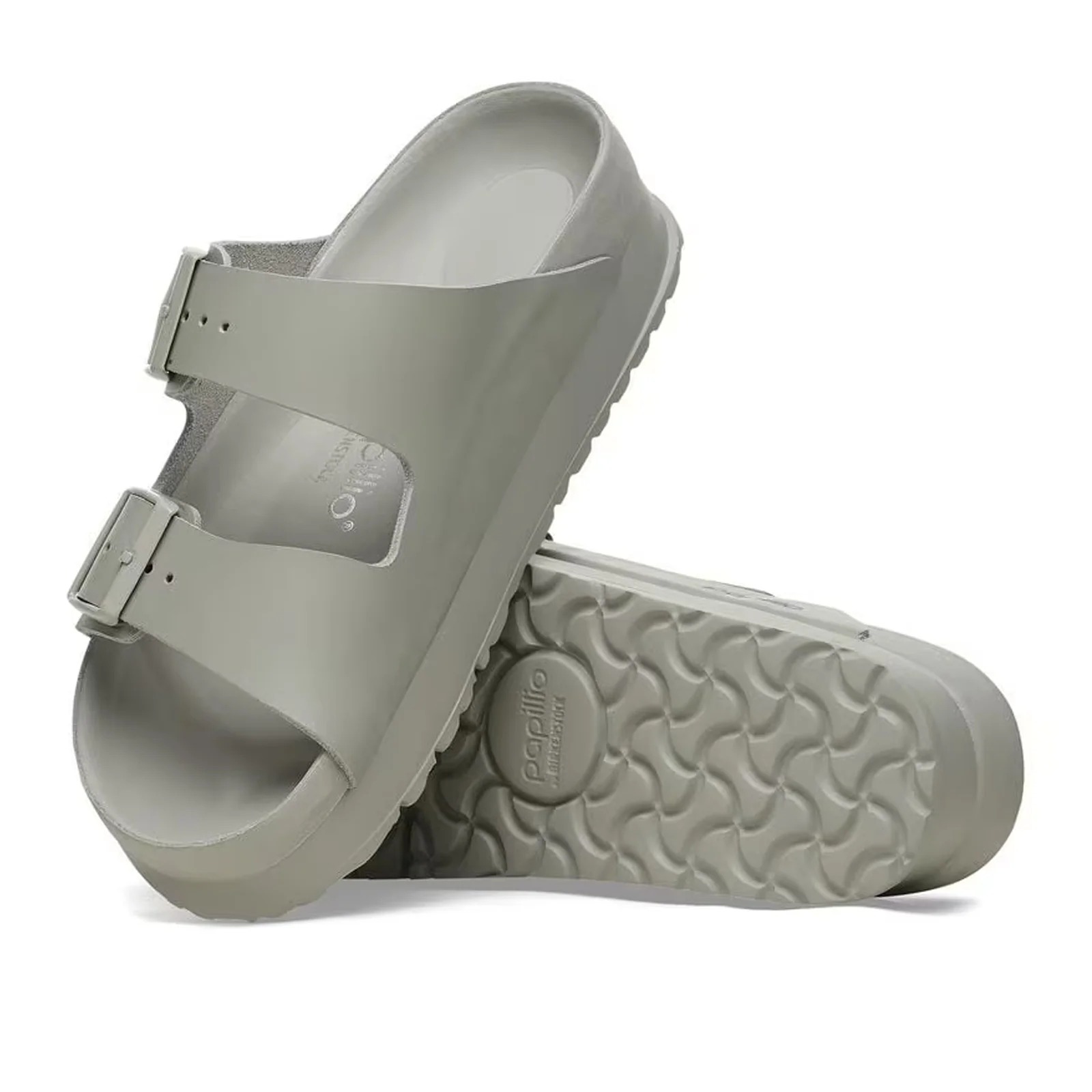 Birkenstock Arizona Exquisite Flex Platform Narrow Slide Sandal (Women) - Mineral Gray Leather - Image 3