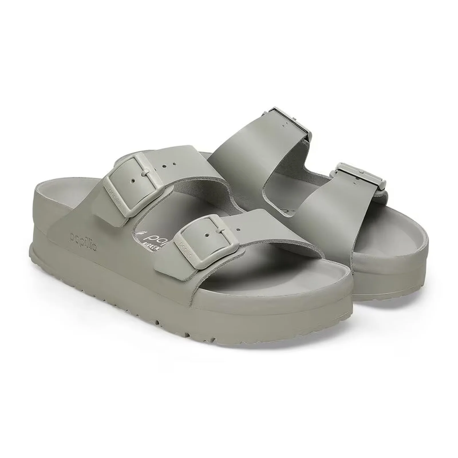 Birkenstock Arizona Exquisite Flex Platform Narrow Slide Sandal (Women) - Mineral Gray Leather - Image 4