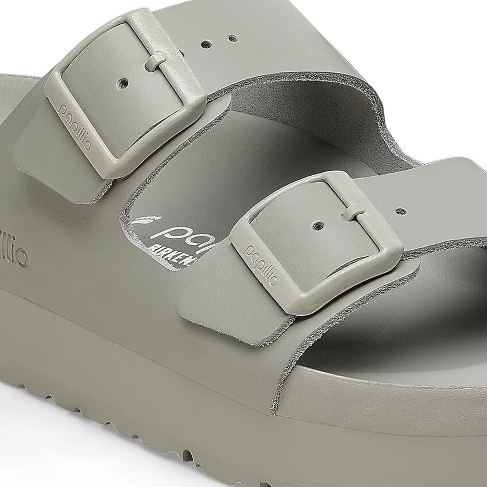 Birkenstock Arizona Exquisite Flex Platform Narrow Slide Sandal (Women) - Mineral Gray Leather - Image 5