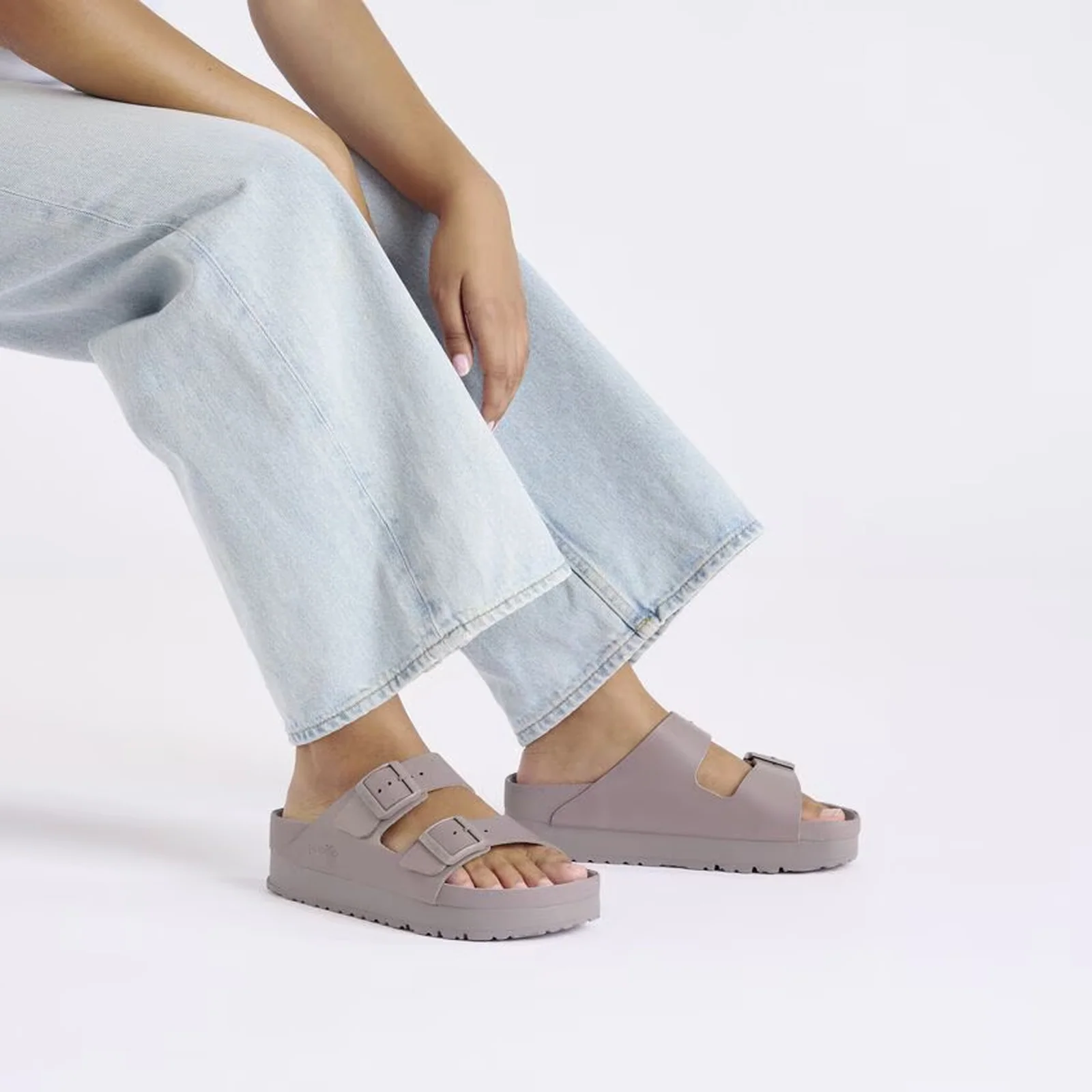 Birkenstock Arizona Flex Platform Slide Sandal (Women) - Faded Purple Leather - Image 6