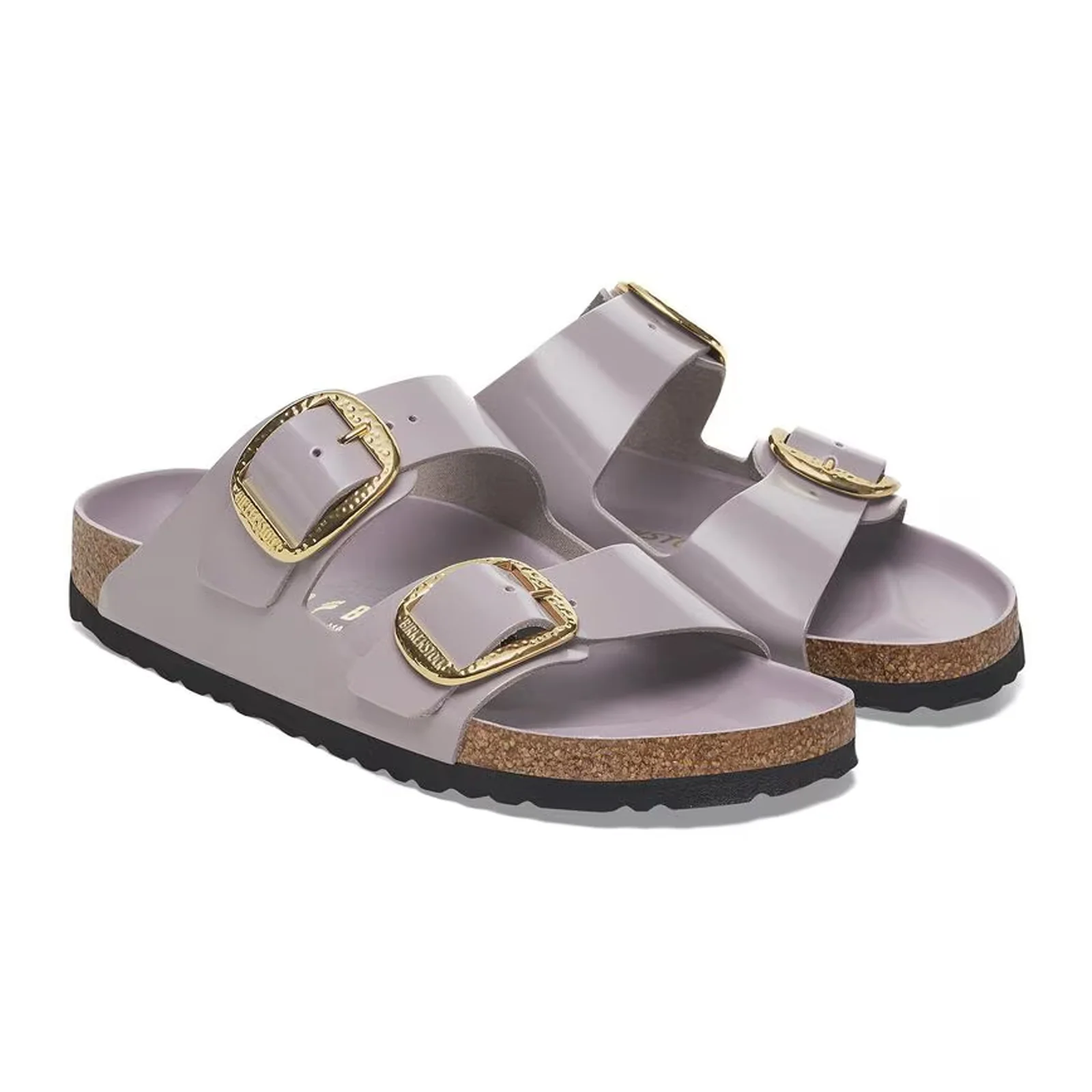 Birkenstock Arizona Hammered Big Buckle Narrow Slide Sandal (Women) - High Shine Faded Purple Leather - Image 4