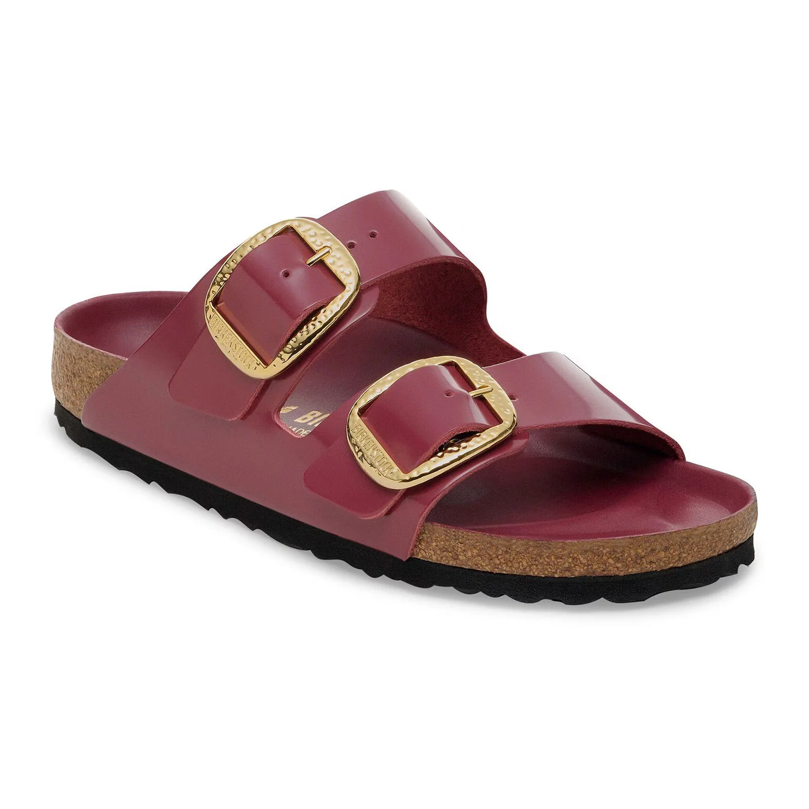Birkenstock Arizona Hammered Big Buckle Slide Sandal (Women) - High Shine Zinfandel Leather