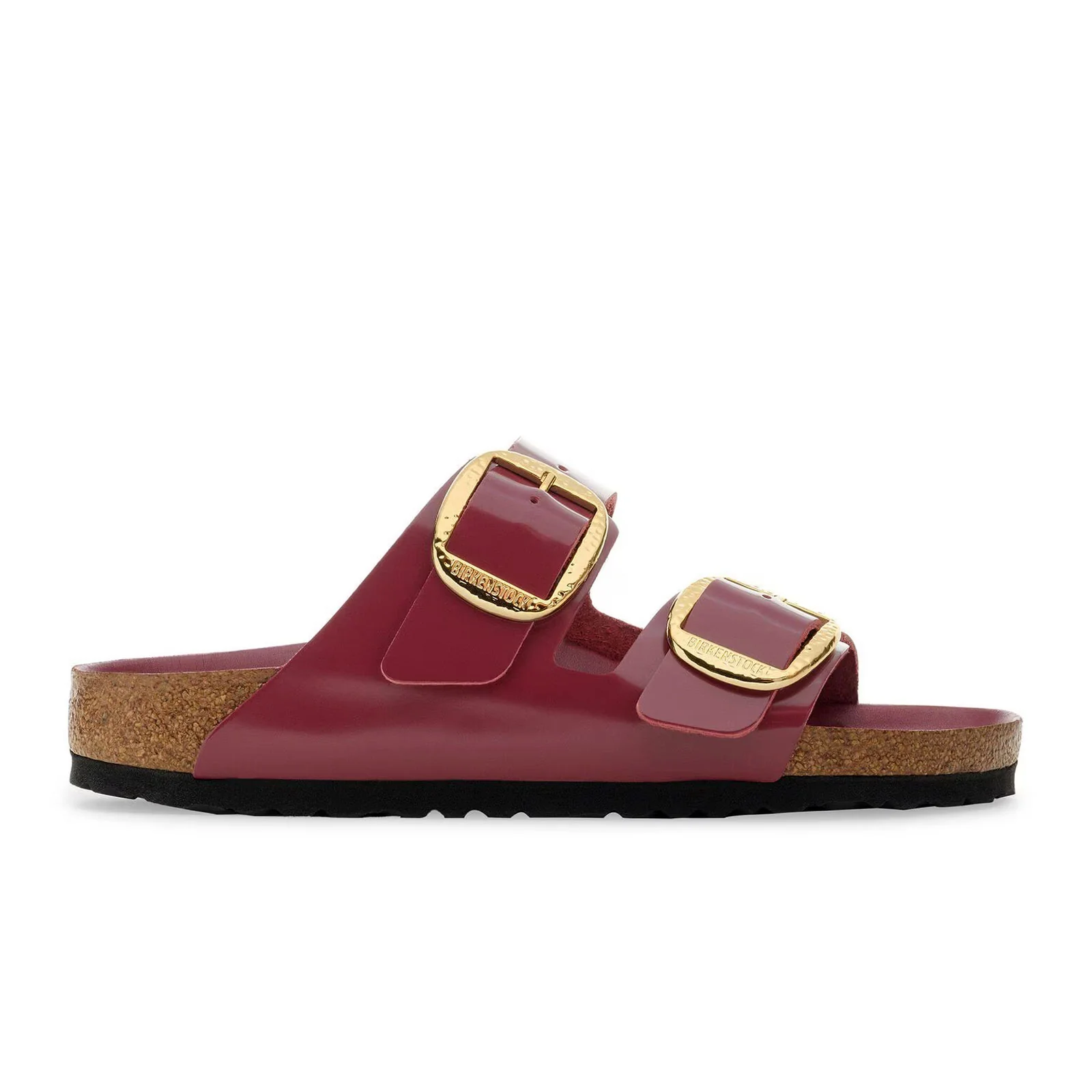 Birkenstock Arizona Hammered Big Buckle Slide Sandal (Women) - High Shine Zinfandel Leather - Image 5