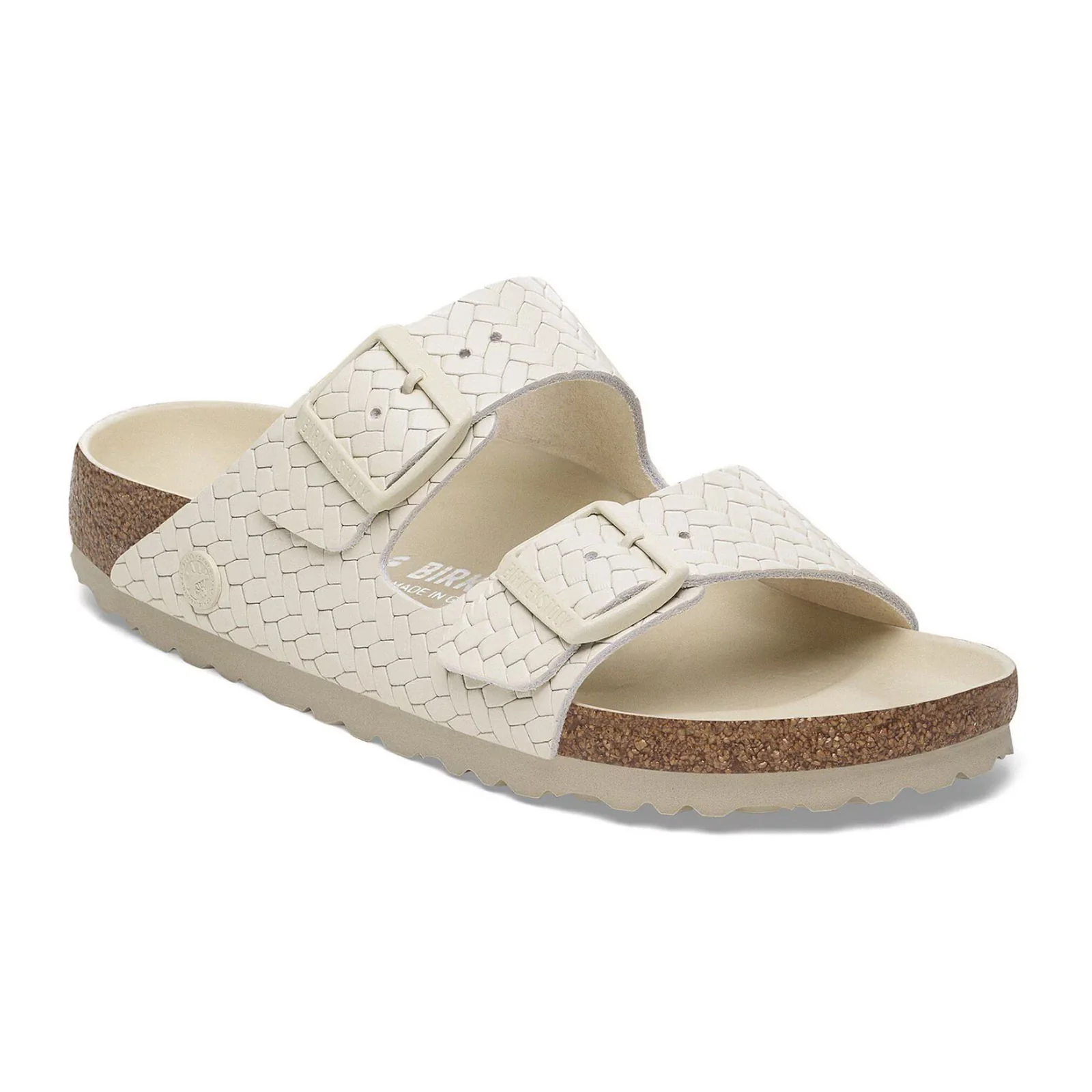 Birkenstock Arizona Hex Narrow Slide Sandal (Women) - Woven Emboss Ecru Leather