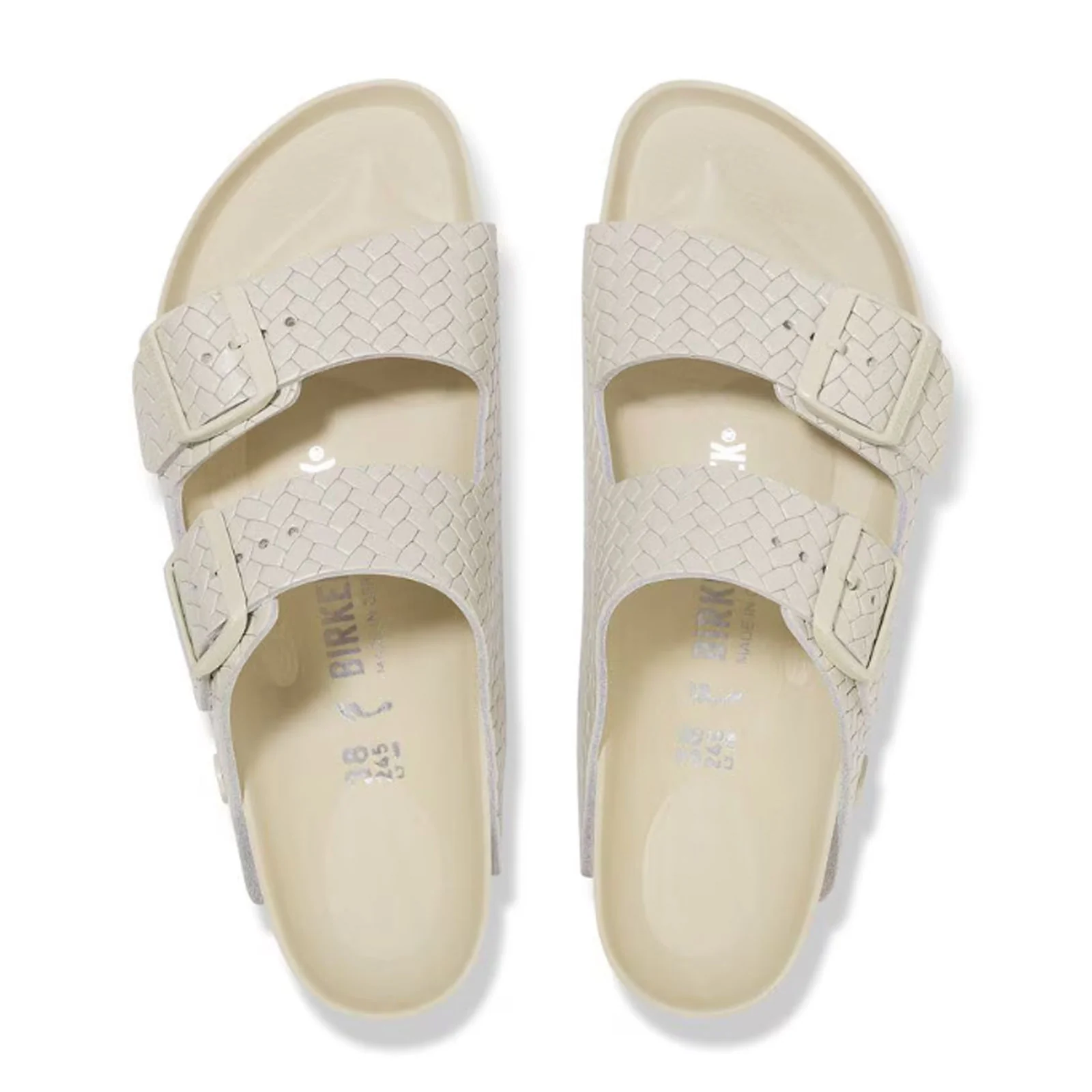 Birkenstock Arizona Hex Narrow Slide Sandal (Women) - Woven Emboss Ecru Leather - Image 2