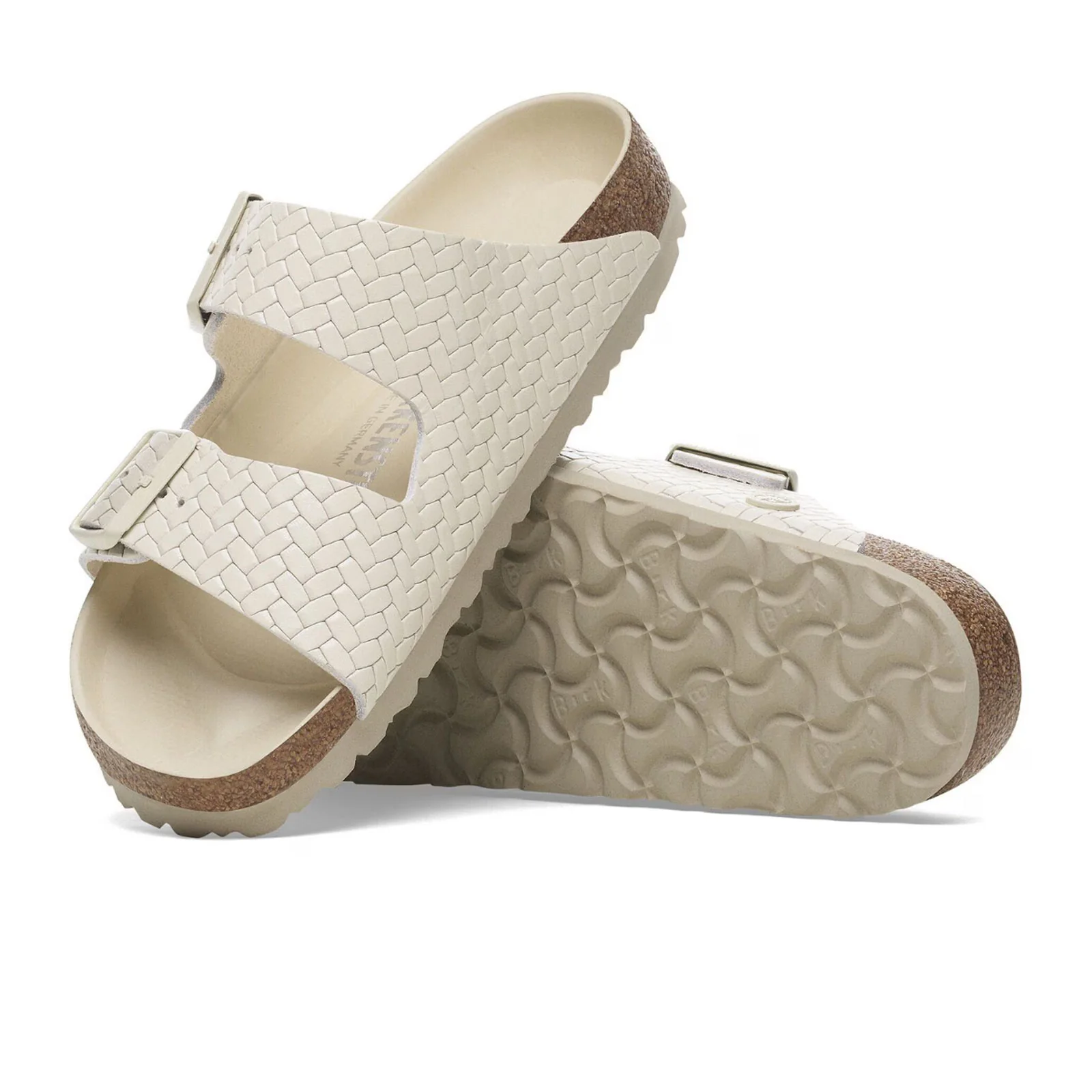 Birkenstock Arizona Hex Narrow Slide Sandal (Women) - Woven Emboss Ecru Leather - Image 3