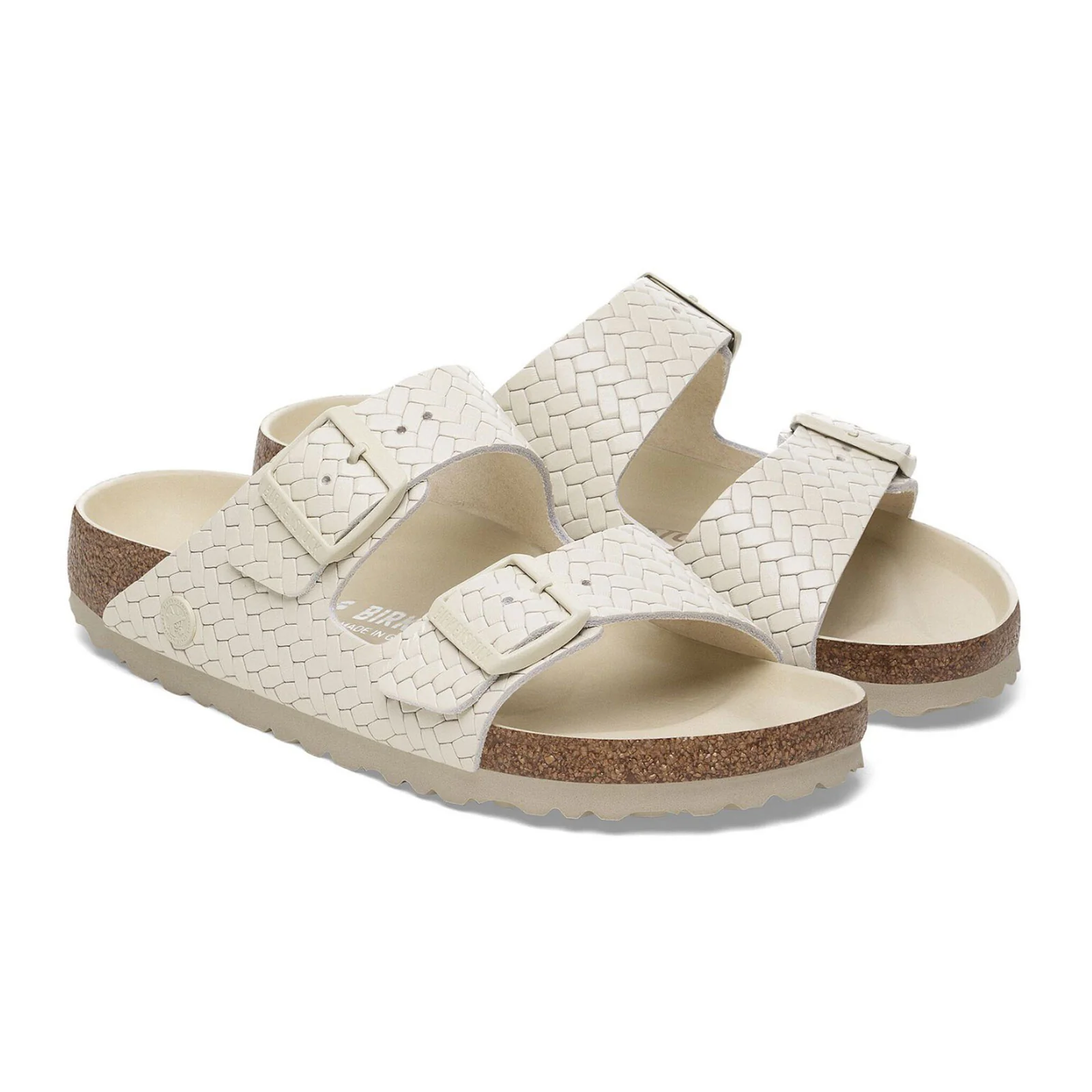 Birkenstock Arizona Hex Narrow Slide Sandal (Women) - Woven Emboss Ecru Leather - Image 4