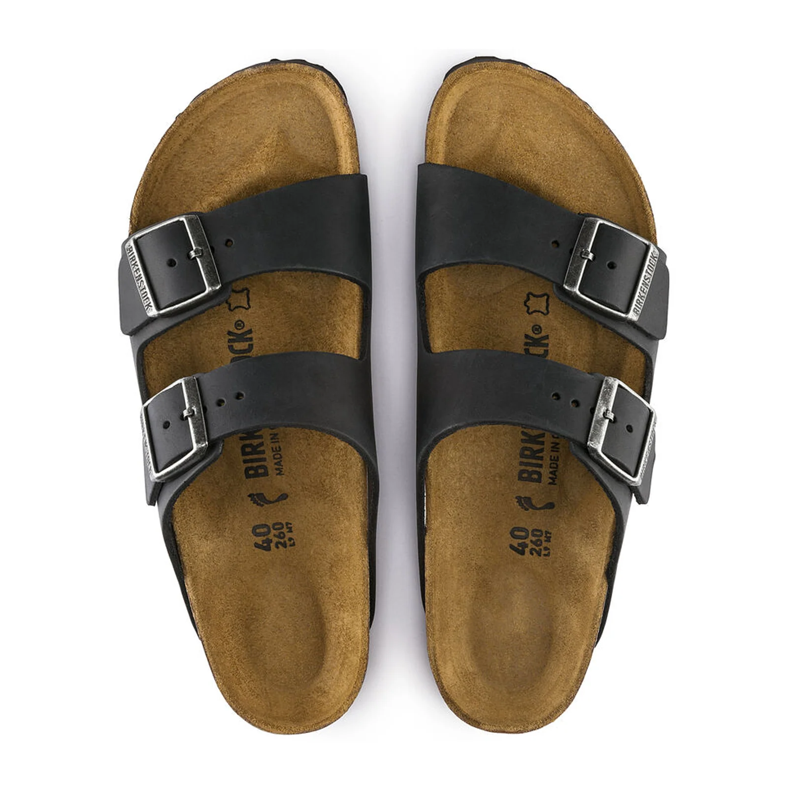 Birkenstock Arizona Narrow Slide Sandal (Unisex) - Black Oiled Leather - Image 2