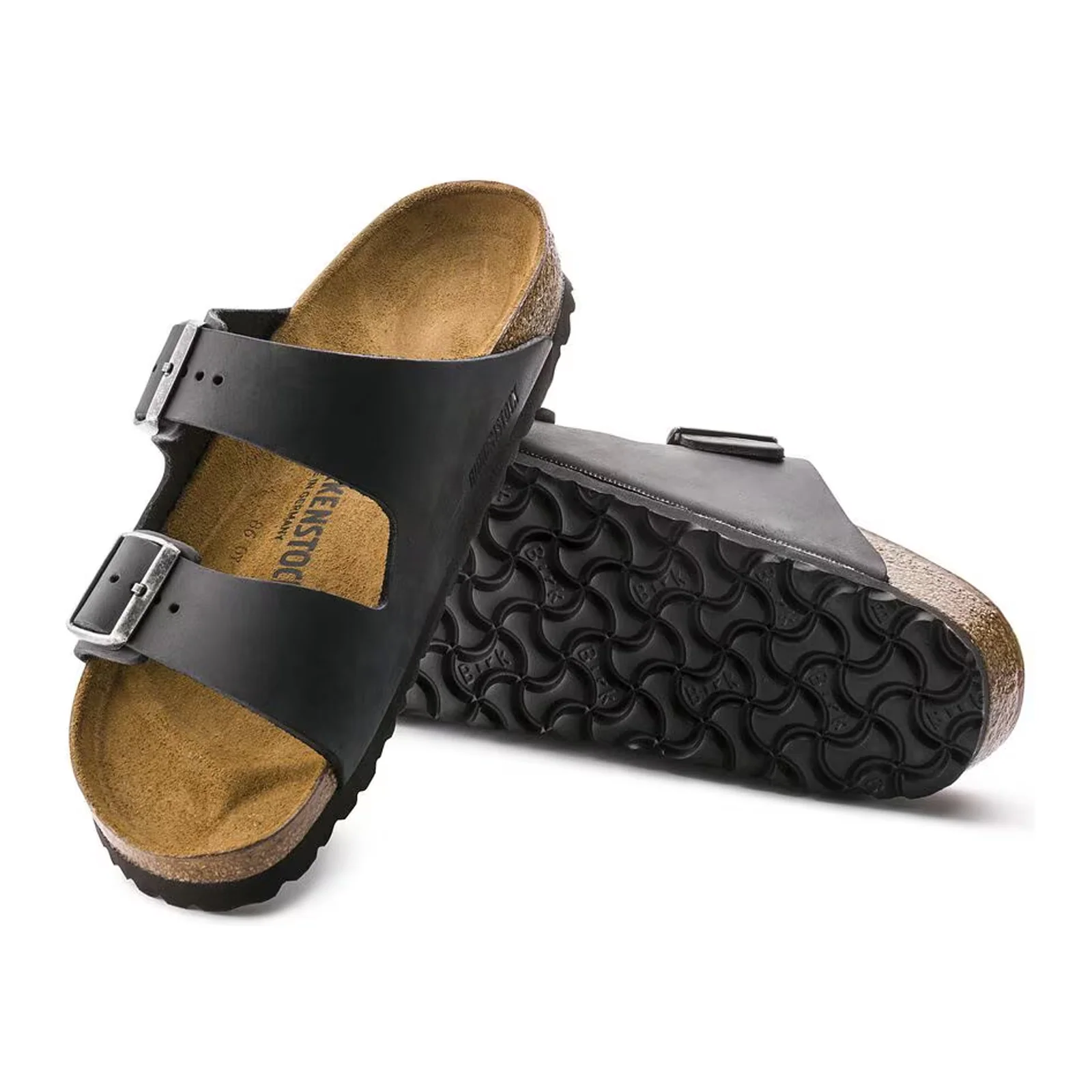 Birkenstock Arizona Narrow Slide Sandal (Unisex) - Black Oiled Leather - Image 3