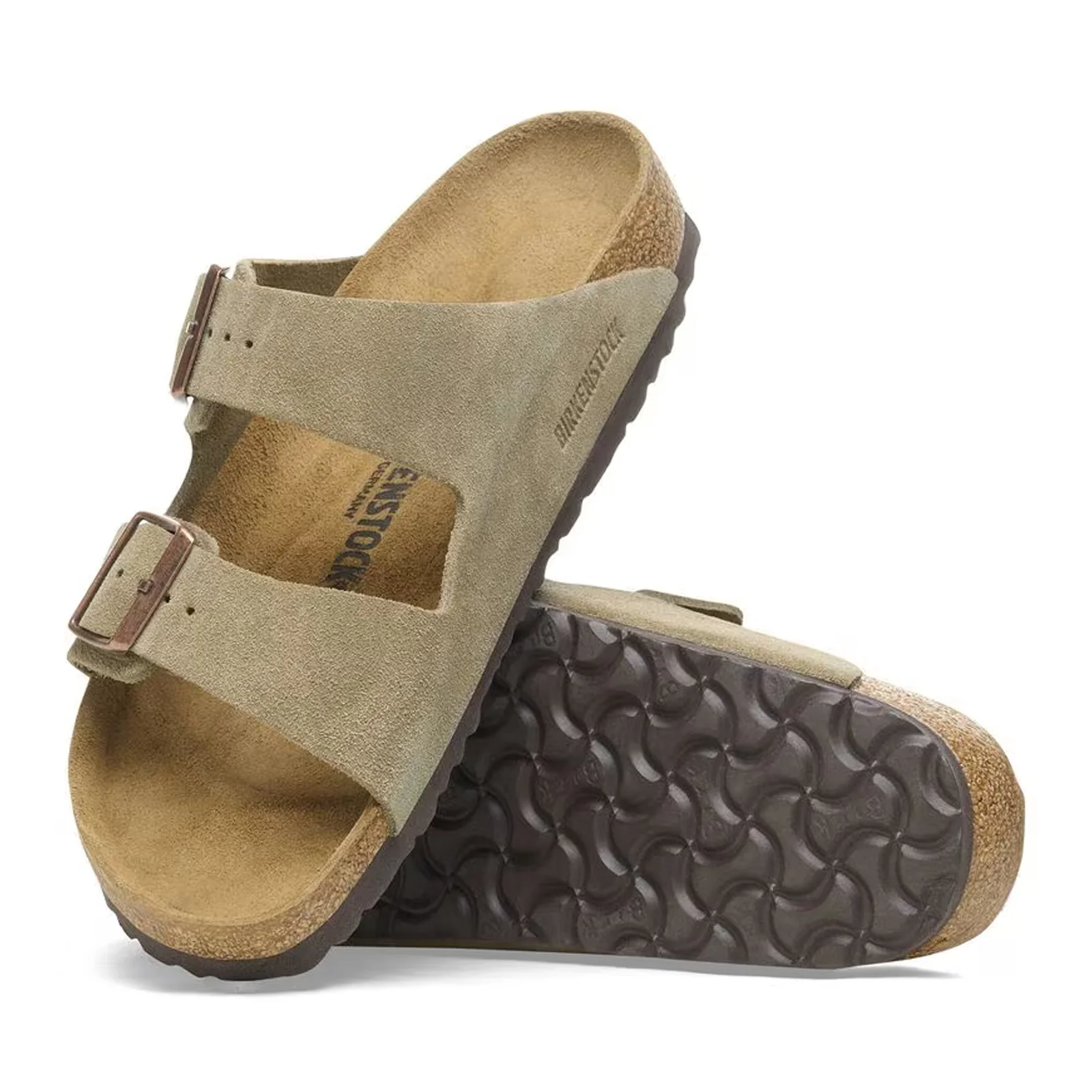 Birkenstock Arizona Narrow Slide Sandal (Unisex) - Taupe Suede - Image 2