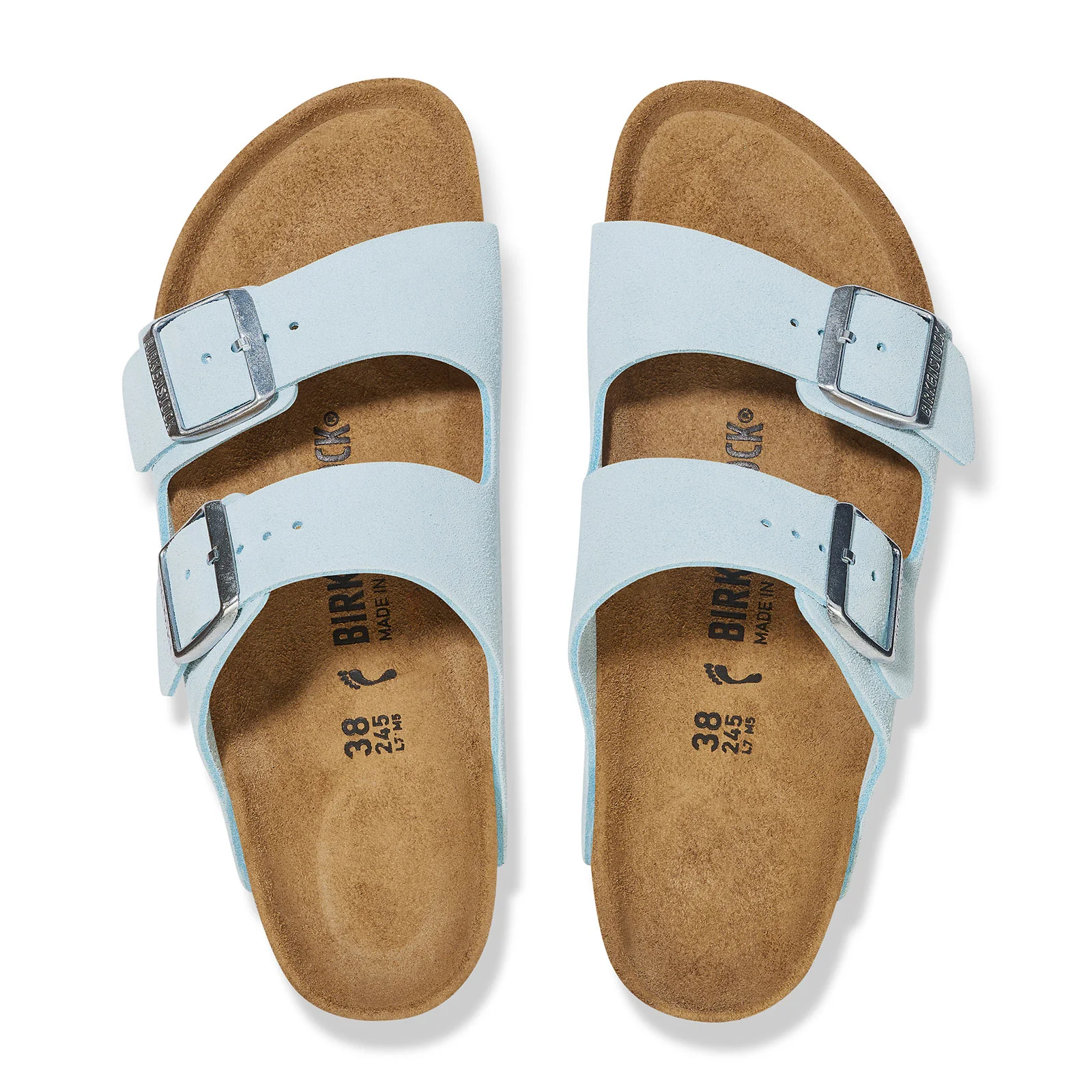 Birkenstock Arizona Narrow Slide Sandal (Women) - Baby Blue Suede - Image 2