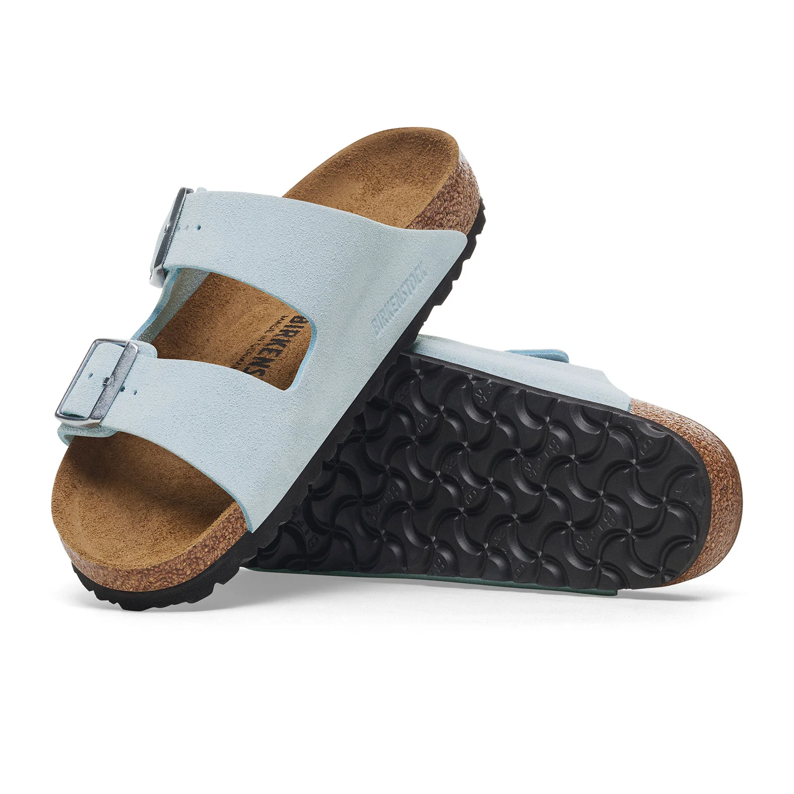 Birkenstock Arizona Narrow Slide Sandal (Women) - Baby Blue Suede - Image 3
