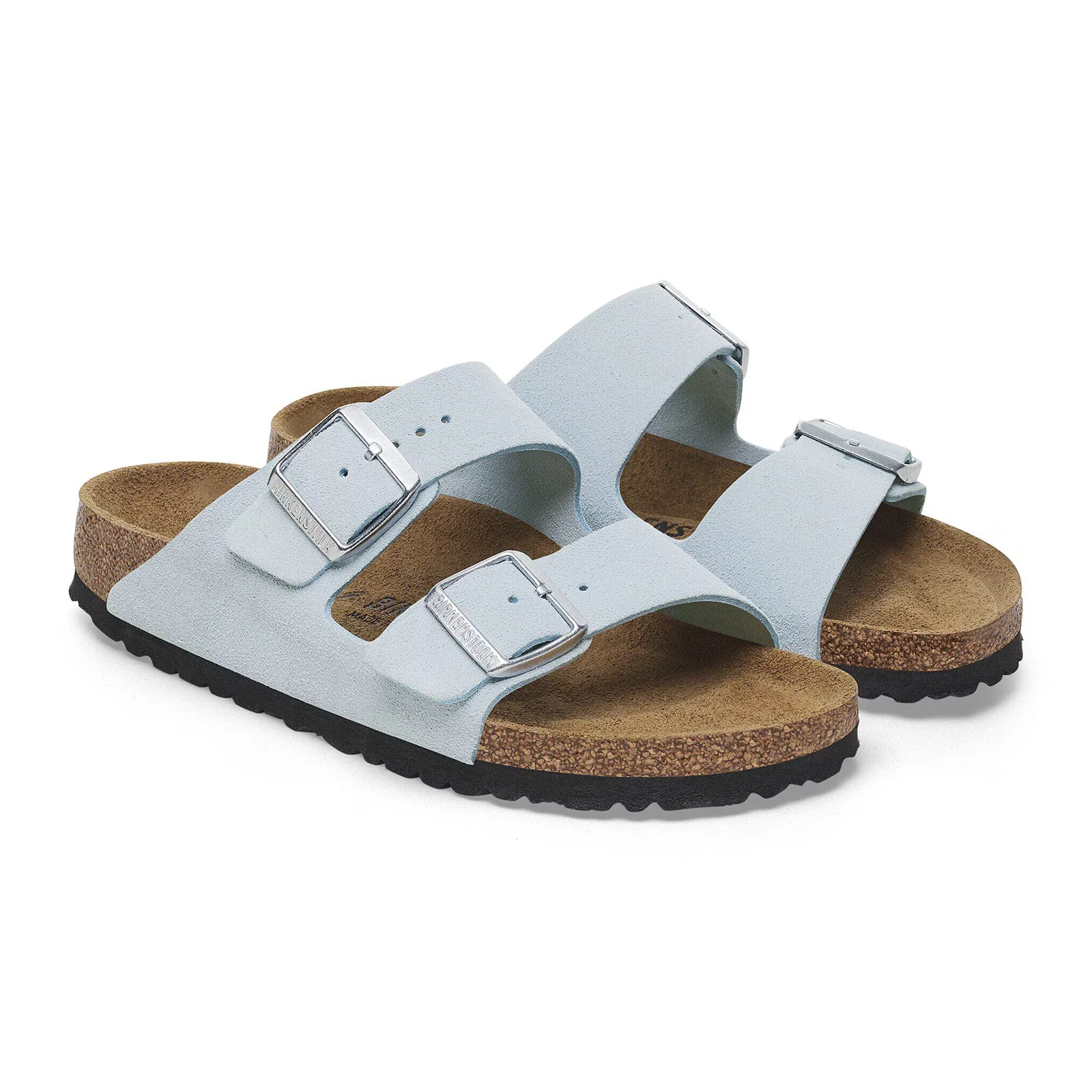 Birkenstock Arizona Narrow Slide Sandal (Women) - Baby Blue Suede - Image 4