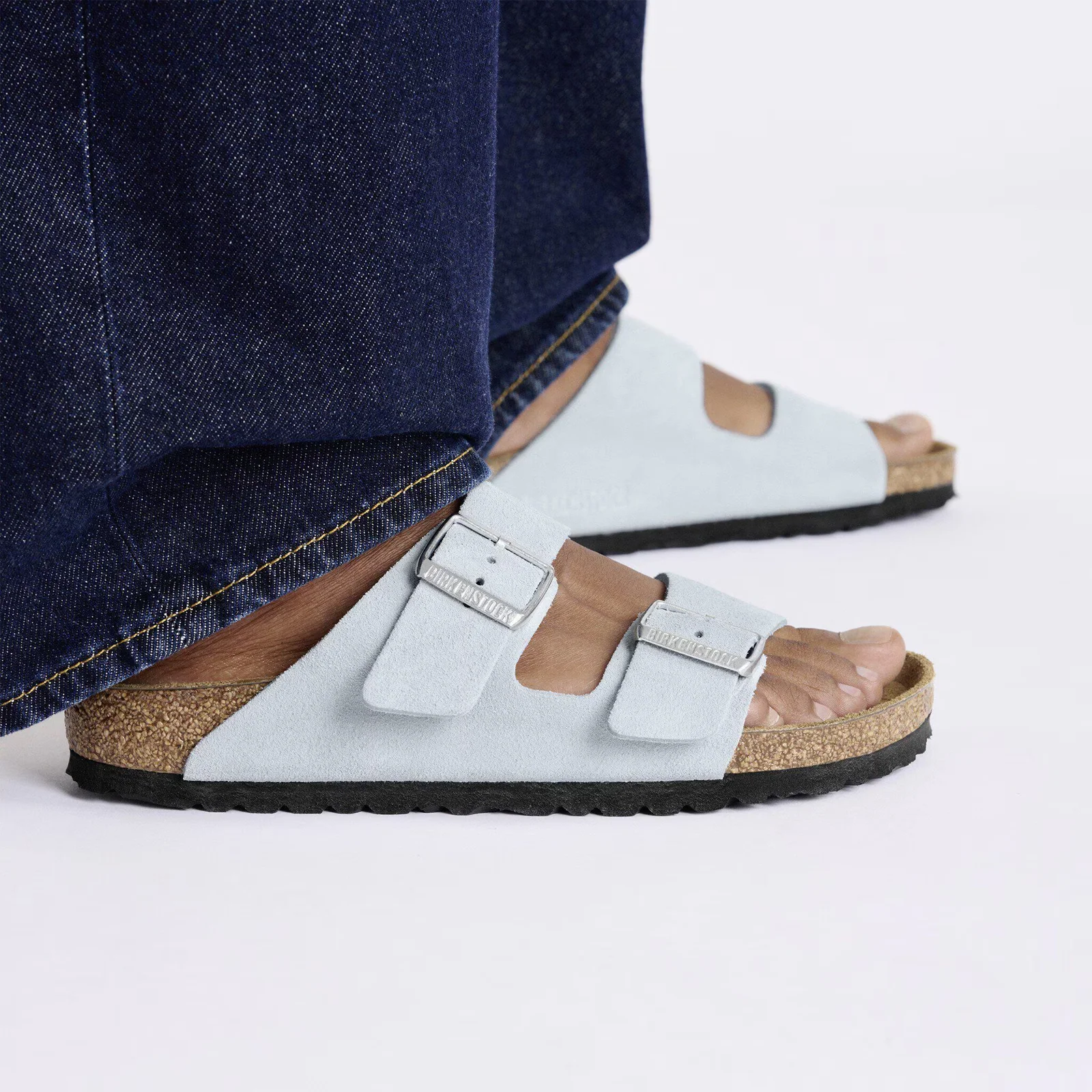 Birkenstock Arizona Narrow Slide Sandal (Women) - Baby Blue Suede - Image 7