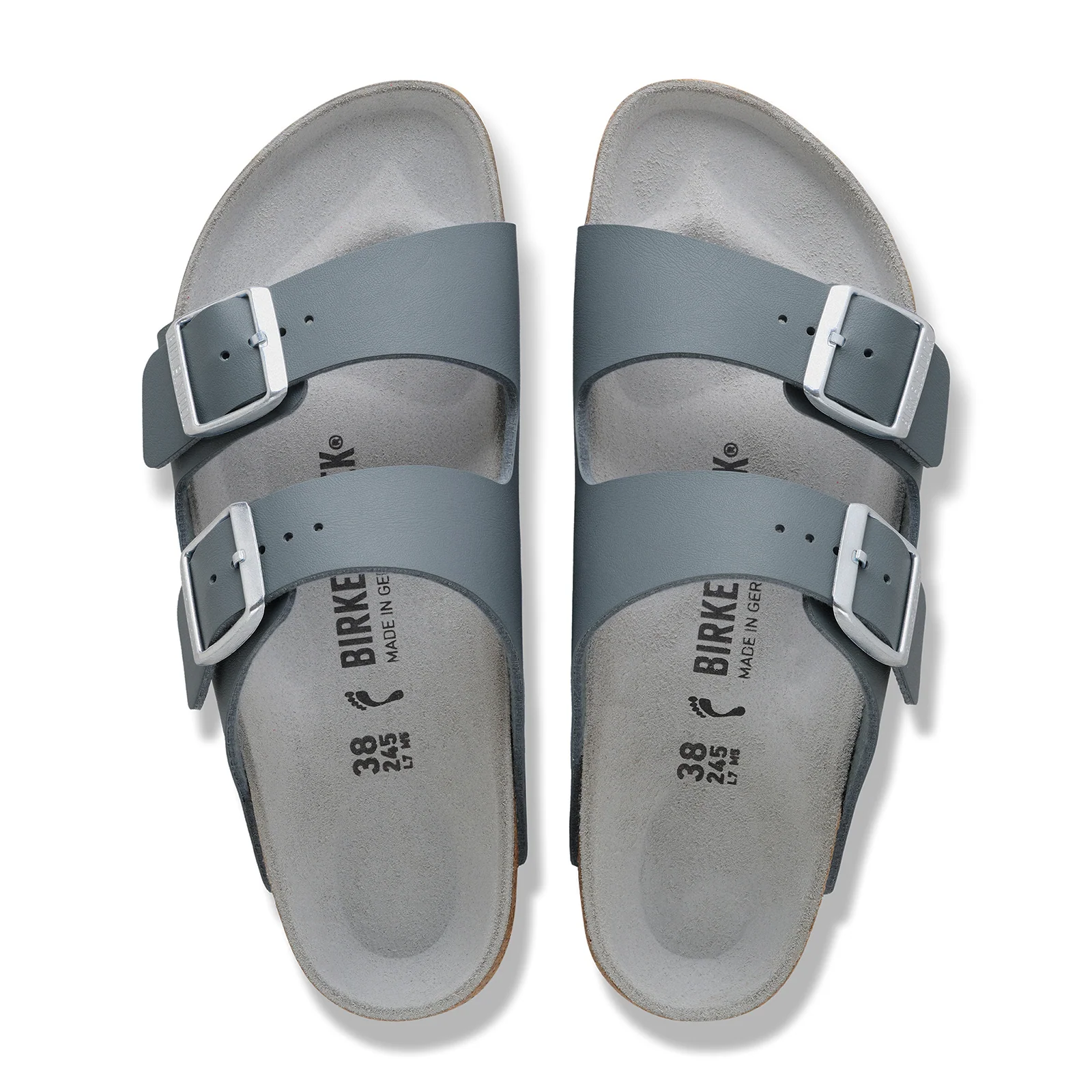 Birkenstock Arizona Narrow Slide Sandal (Women) - Basalt Gray/Pure Sage Birko-Flor - Image 2