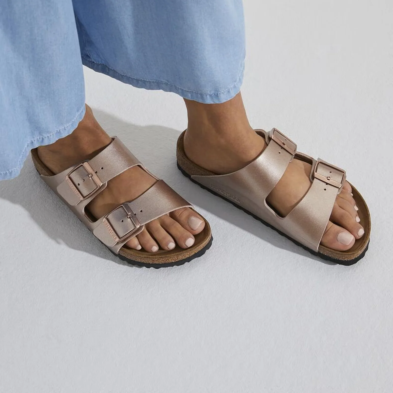 Birkenstock Arizona Narrow Slide Sandal (Women) - Copper Birko-Flor - Image 7