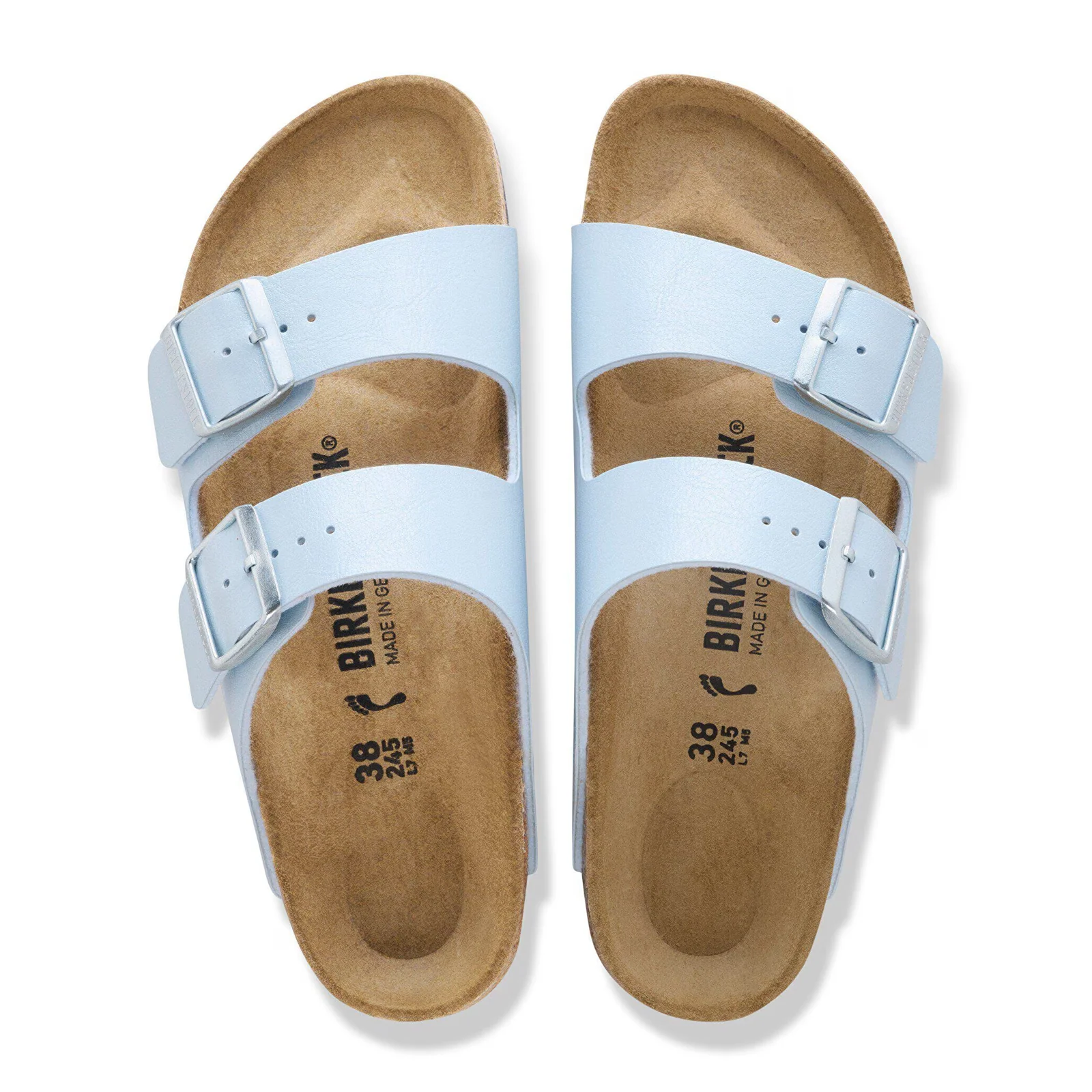 Birkenstock Arizona Narrow Slide Sandal (Women) - Graceful Baby Blue Birko-Flor - Image 2