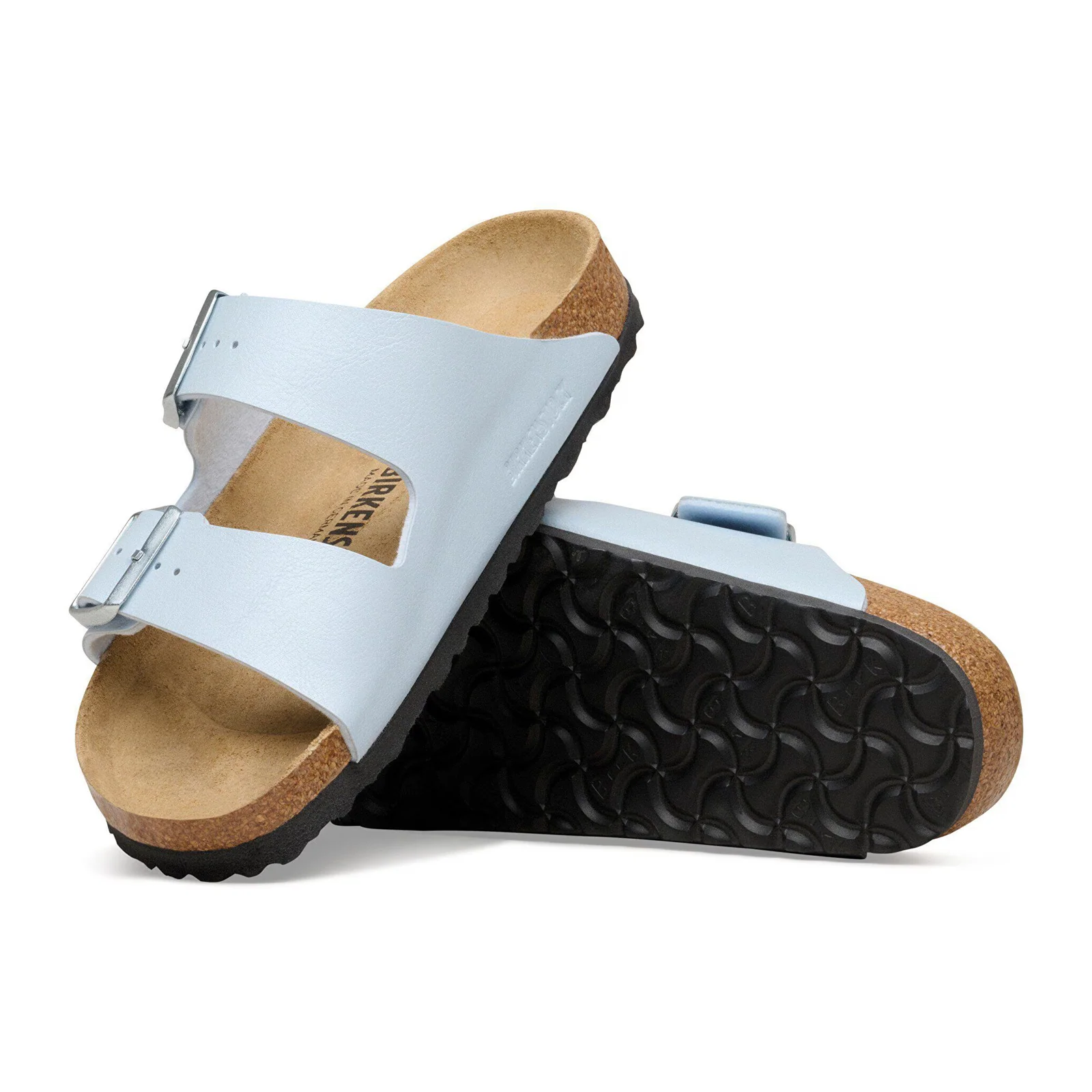 Birkenstock Arizona Narrow Slide Sandal (Women) - Graceful Baby Blue Birko-Flor - Image 3