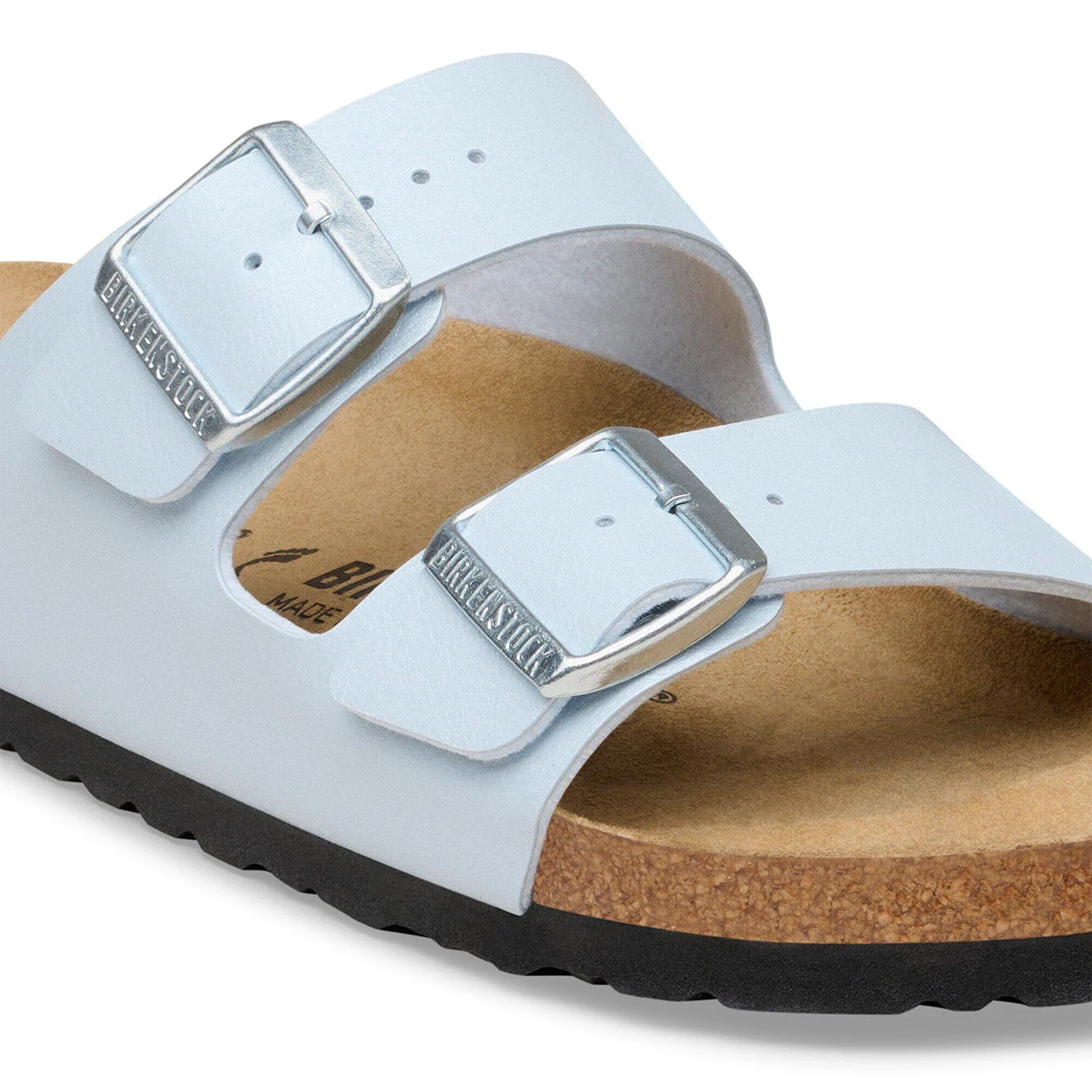 Birkenstock Arizona Narrow Slide Sandal (Women) - Graceful Baby Blue Birko-Flor - Image 5