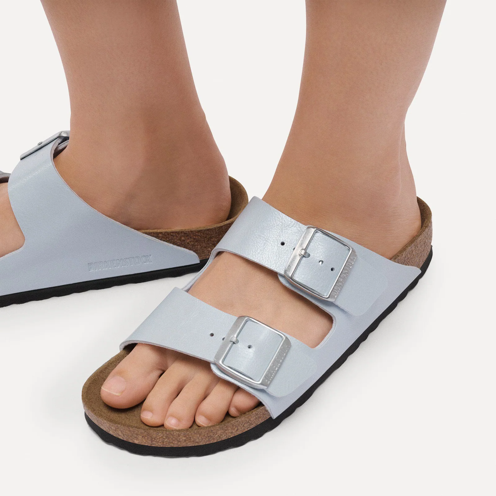 Birkenstock Arizona Narrow Slide Sandal (Women) - Graceful Baby Blue Birko-Flor - Image 7