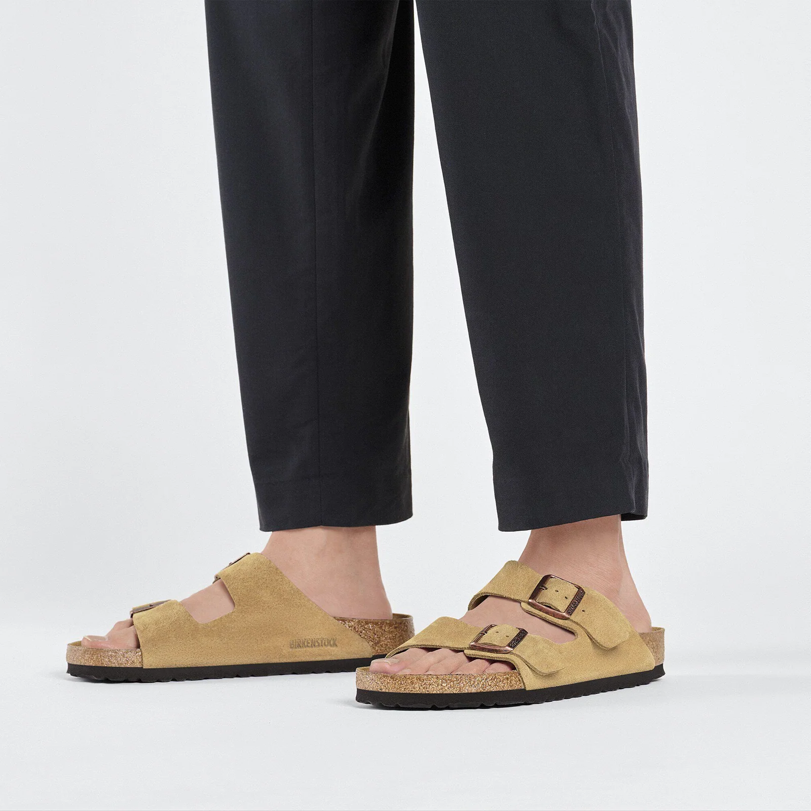 Birkenstock Arizona Narrow Slide Sandal (Women) - Latte Cream Suede - Image 6