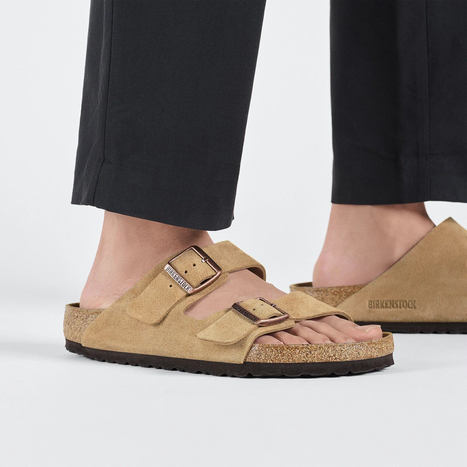 Birkenstock Arizona Narrow Slide Sandal (Women) - Latte Cream Suede - Image 7