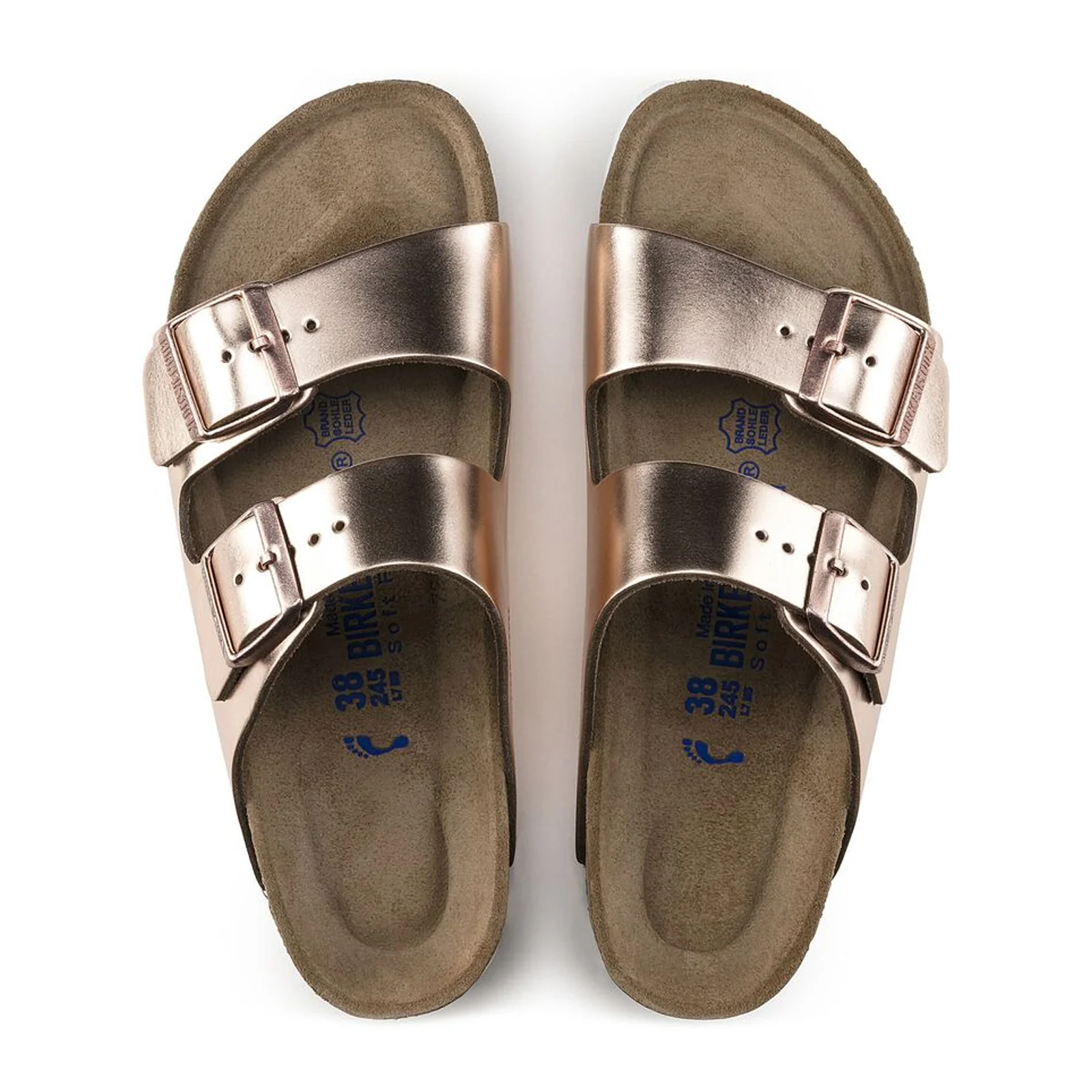 Birkenstock Arizona Soft Footbed Narrow Slide Sandal (Women) - Metallic Copper Leather - Image 2