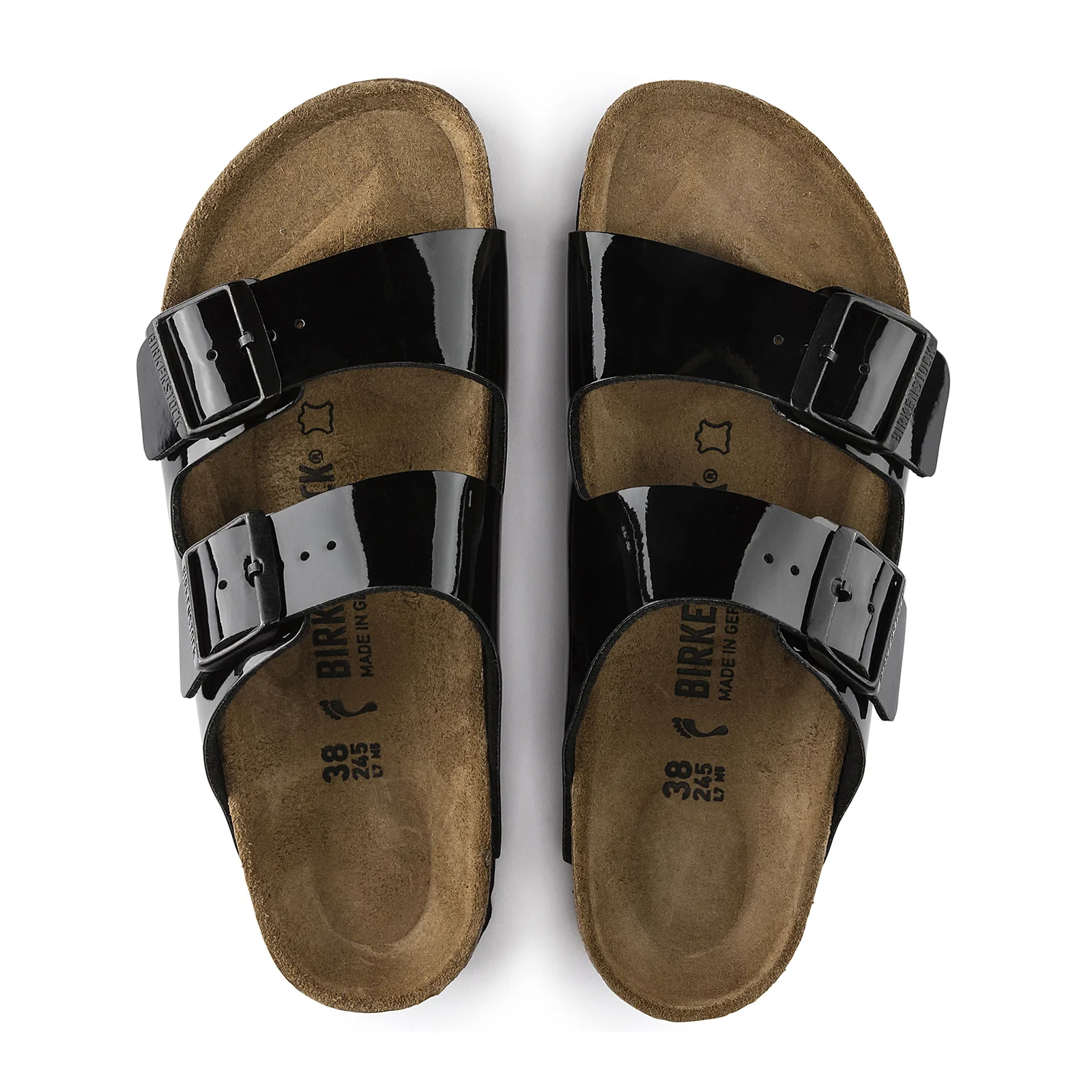 Birkenstock Arizona Narrow Slide Sandal (Women) - Black Patent Birko-Flor - Image 2
