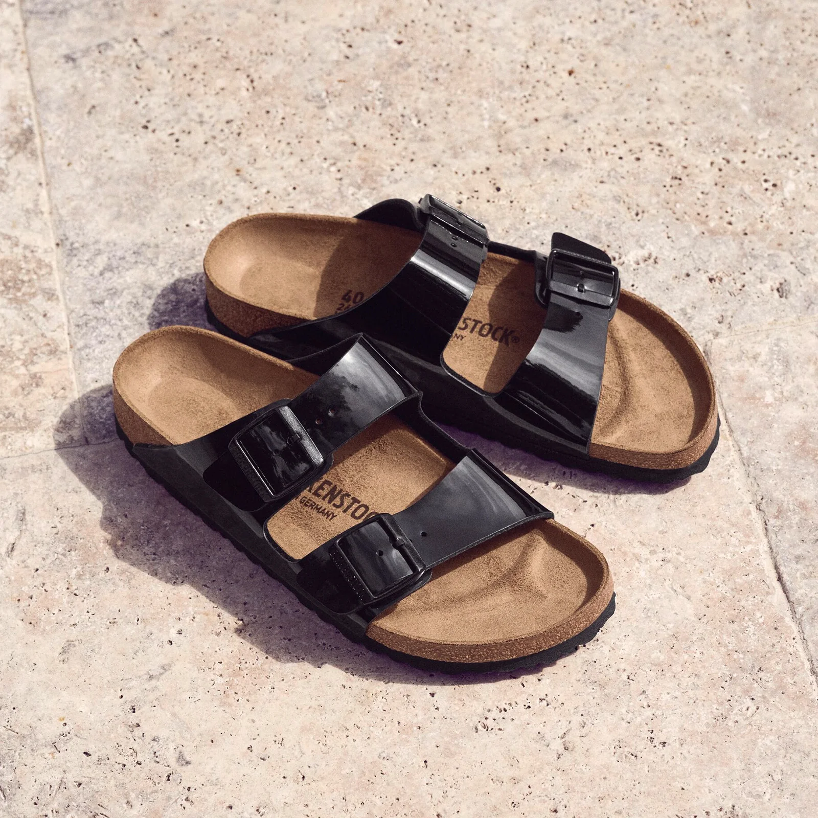 Birkenstock Arizona Narrow Slide Sandal (Women) - Black Patent Birko-Flor - Image 4