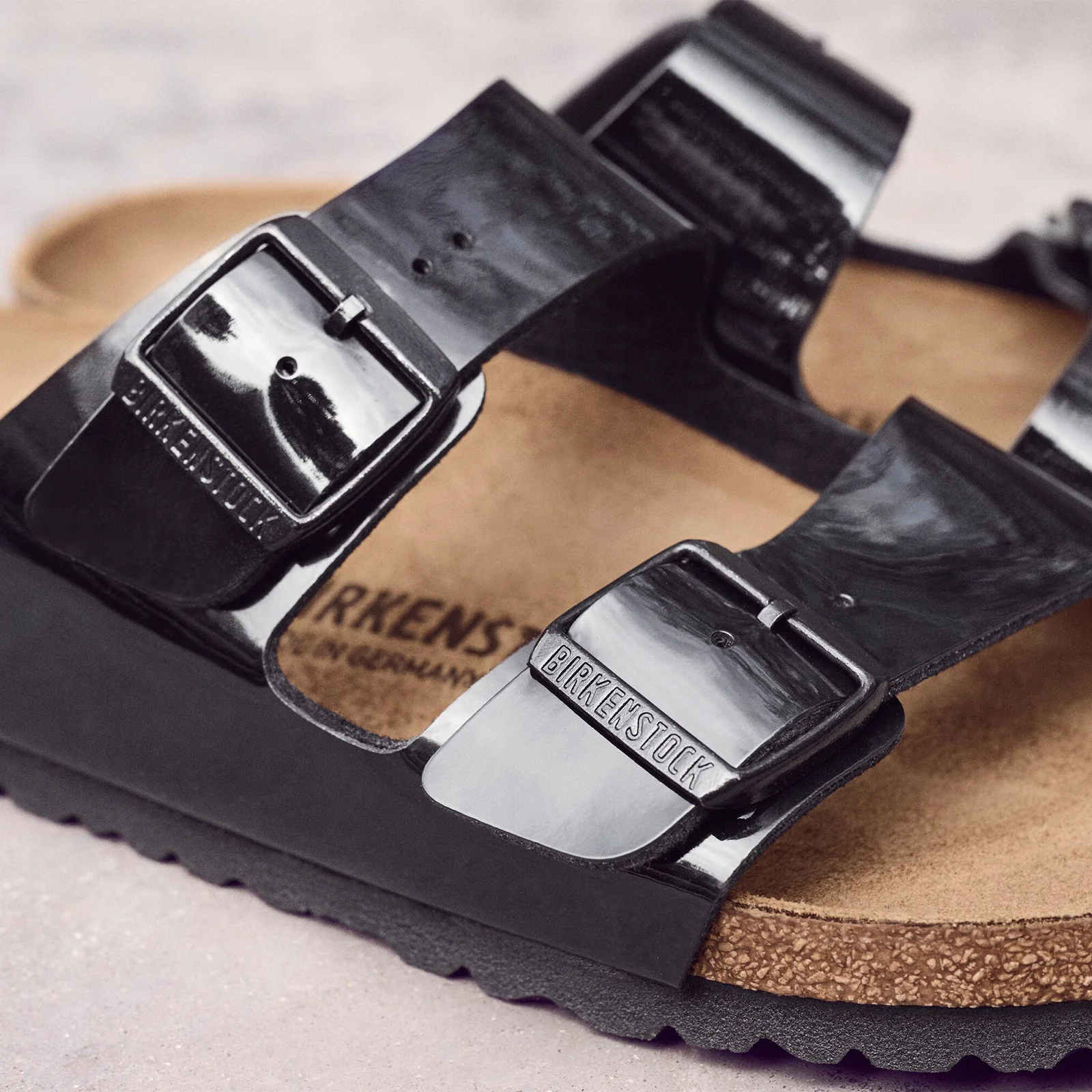 Birkenstock Arizona Narrow Slide Sandal (Women) - Black Patent Birko-Flor - Image 5