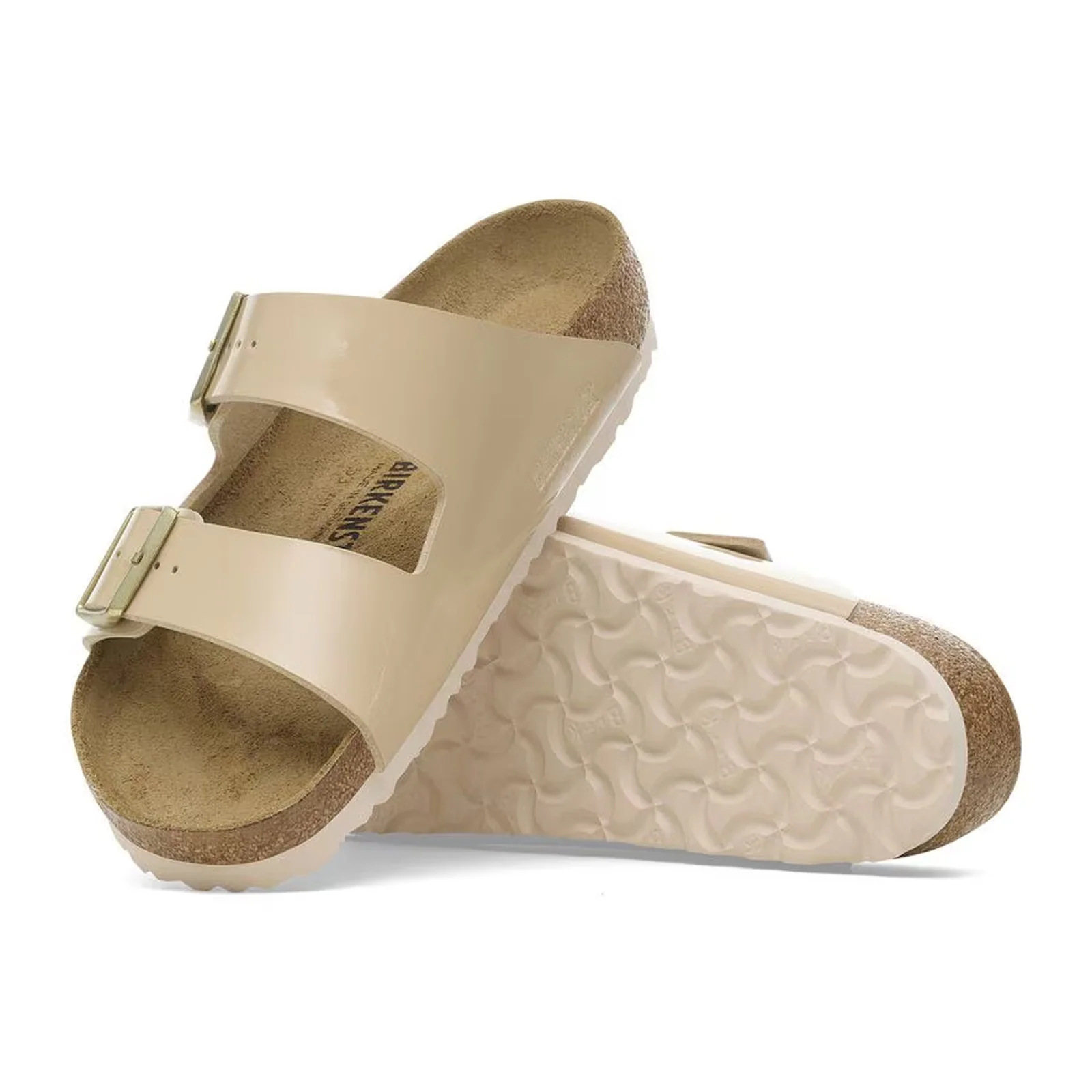 Birkenstock Arizona Narrow Slide Sandal (Women) - Patent Sand Birko-Flor - Image 2
