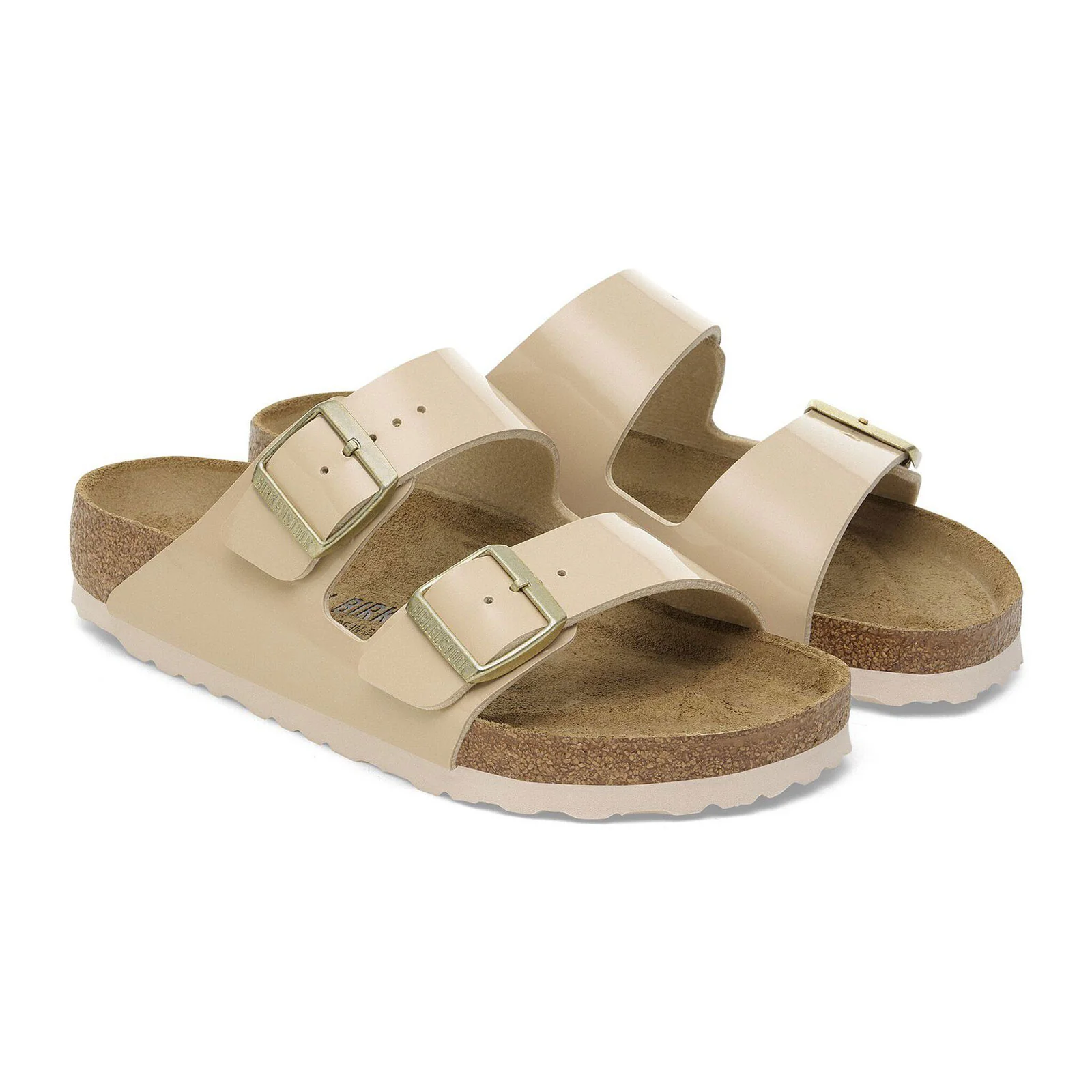 Birkenstock Arizona Narrow Slide Sandal (Women) - Patent Sand Birko-Flor - Image 4
