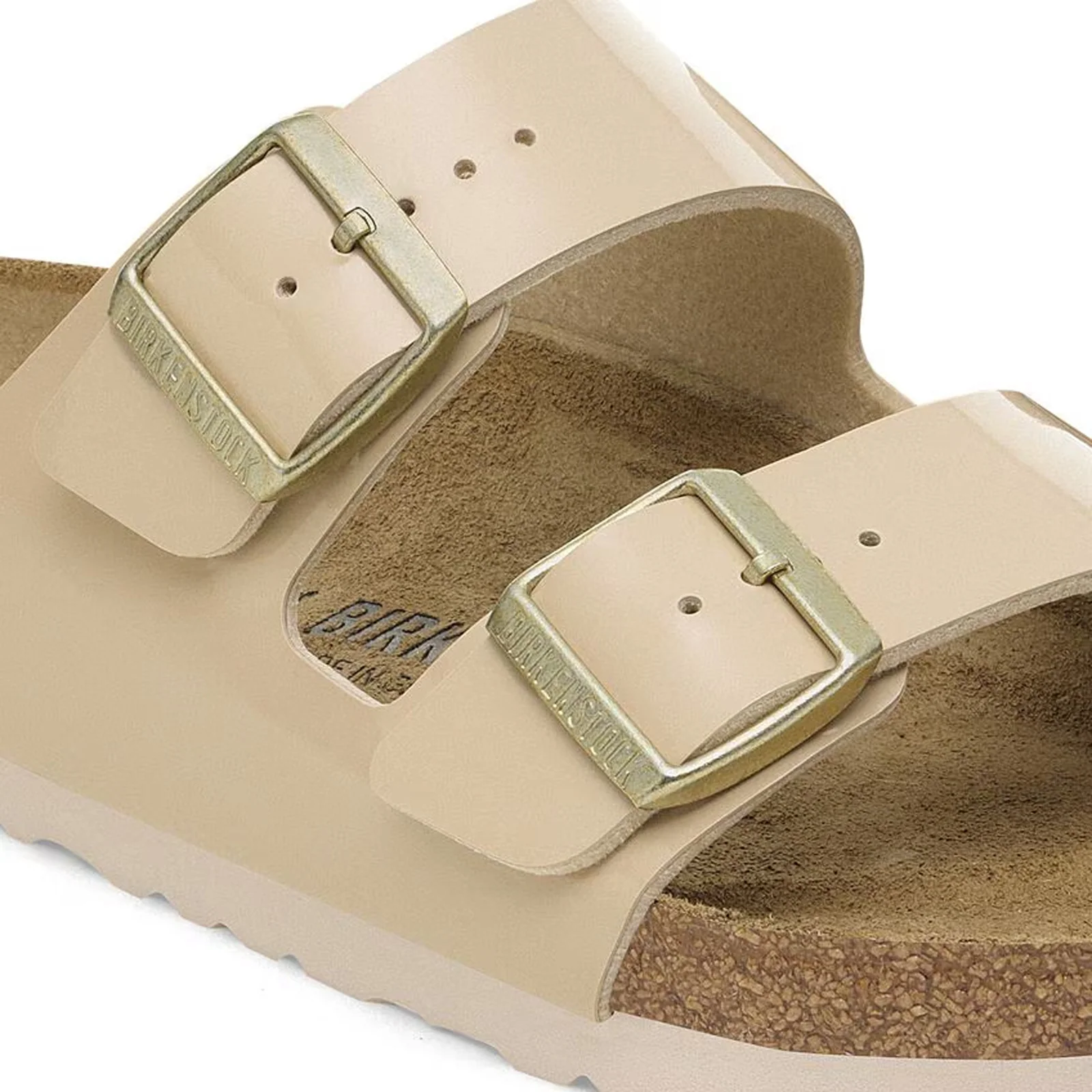 Birkenstock Arizona Narrow Slide Sandal (Women) - Patent Sand Birko-Flor - Image 6