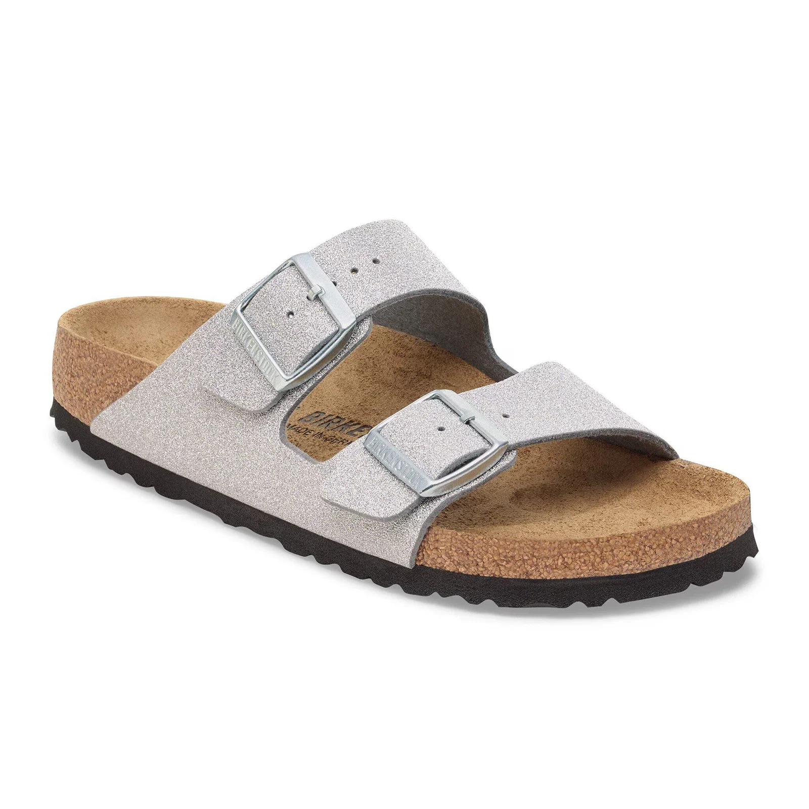 Birkenstock Arizona Narrow Slide Sandal (Women) - Shiny Glitter Silver