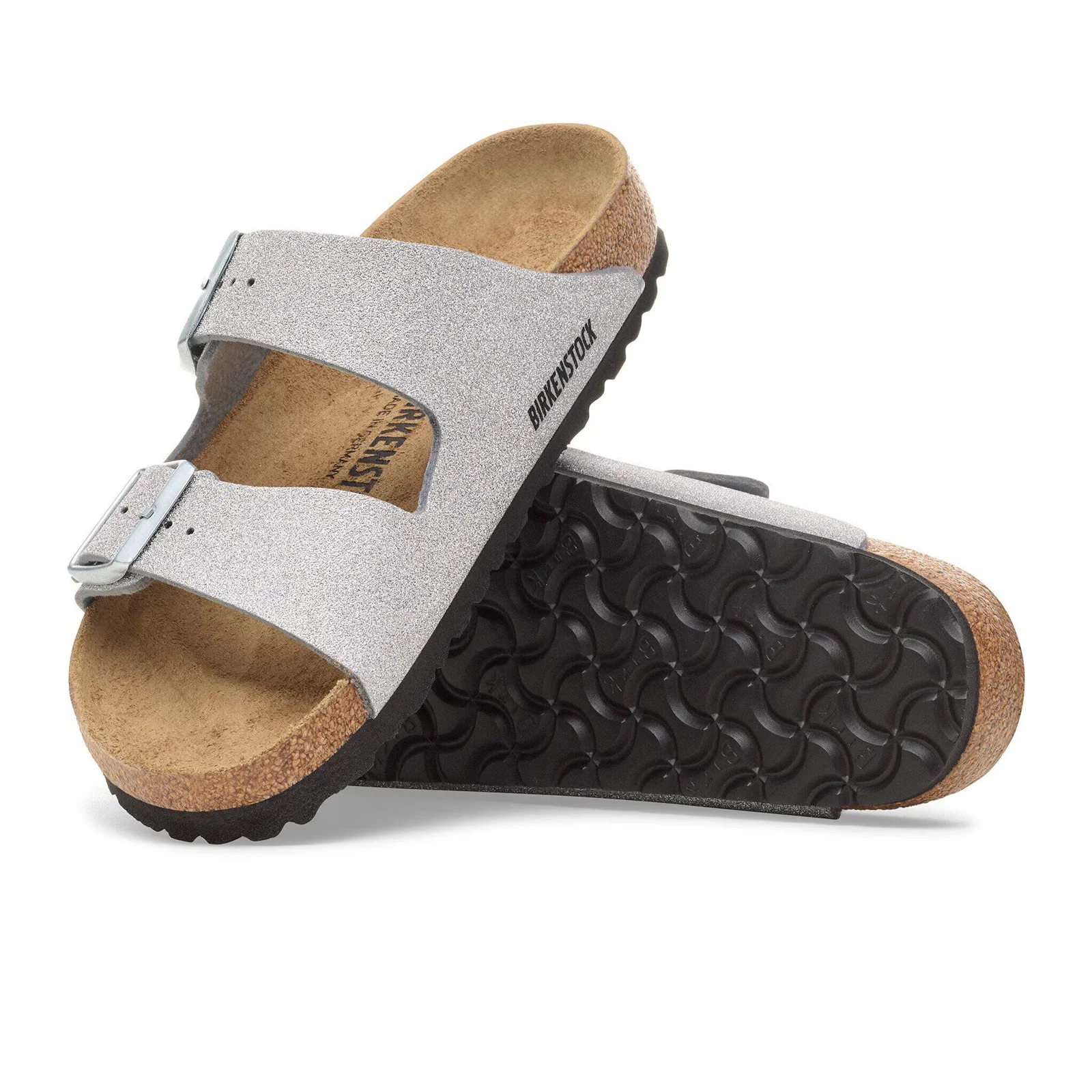 Birkenstock Arizona Narrow Slide Sandal (Women) - Shiny Glitter Silver - Image 3