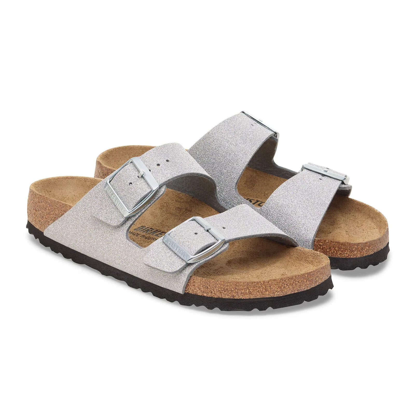 Birkenstock Arizona Narrow Slide Sandal (Women) - Shiny Glitter Silver - Image 4