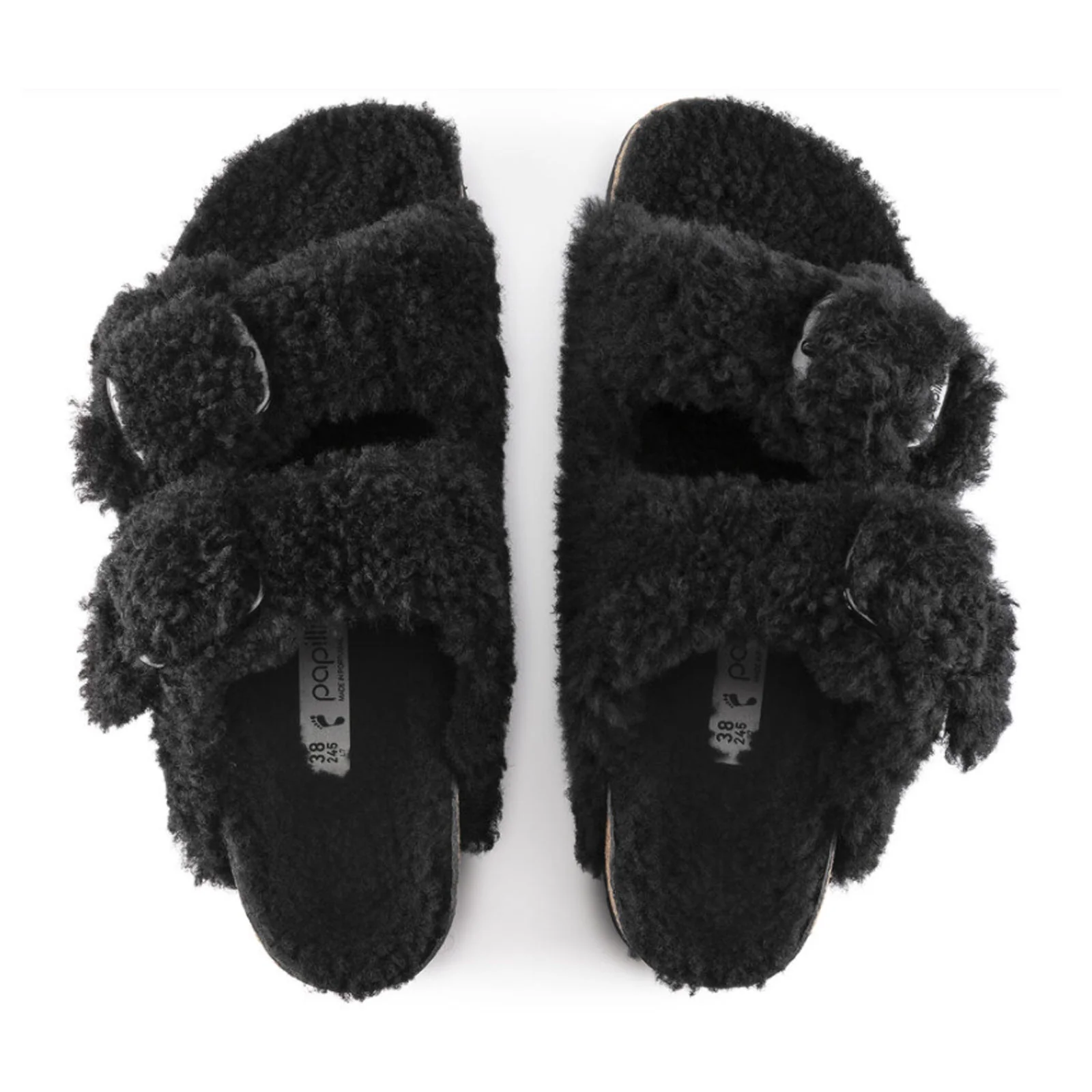 Birkenstock Arizona Big Buckle Platform Narrow Slide Sandal (Women) - Teddy Black Shearling - Image 2