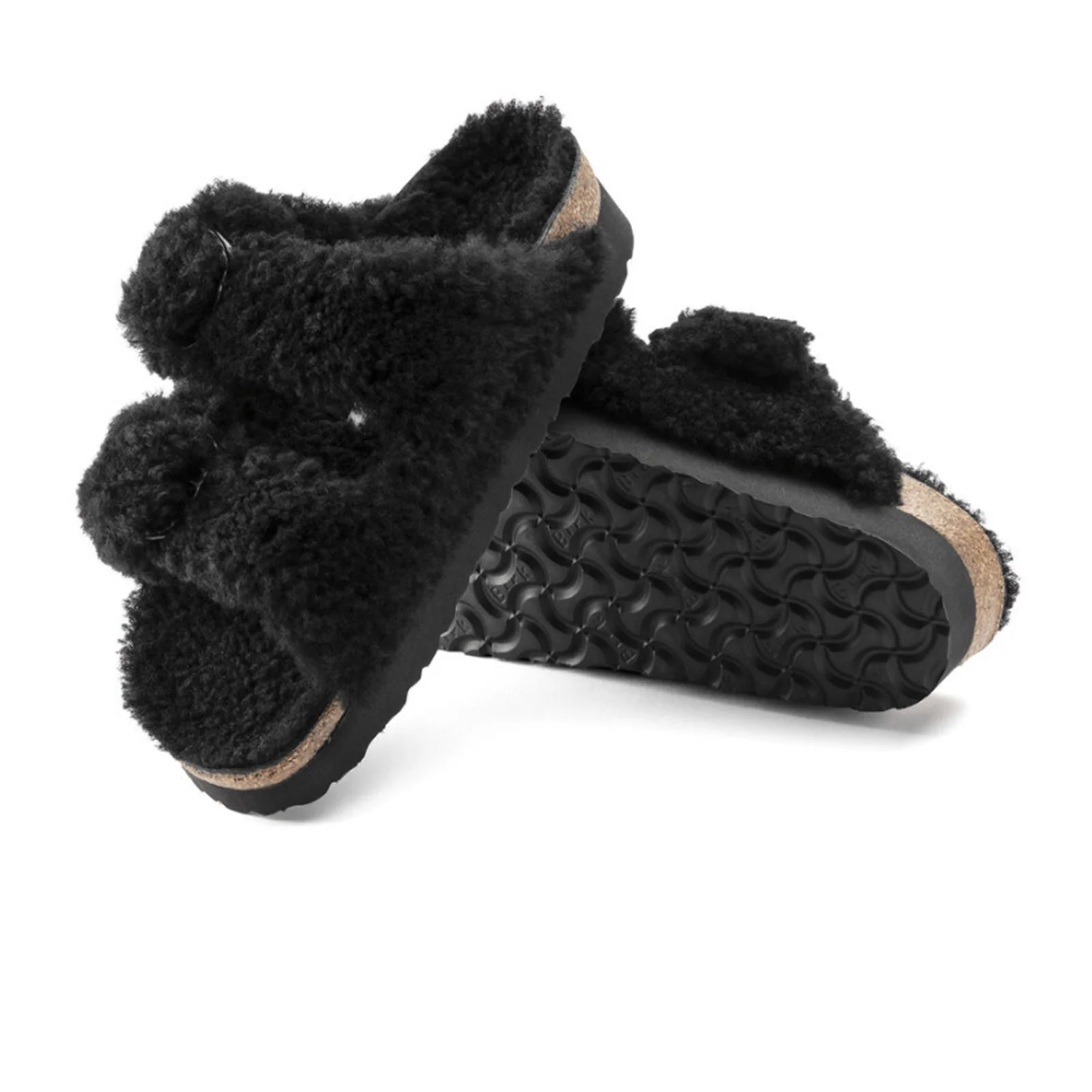 Birkenstock Arizona Big Buckle Platform Narrow Slide Sandal (Women) - Teddy Black Shearling - Image 3