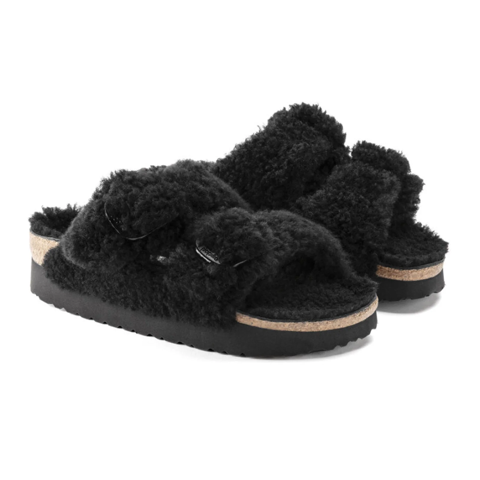 Birkenstock Arizona Big Buckle Platform Narrow Slide Sandal (Women) - Teddy Black Shearling - Image 4