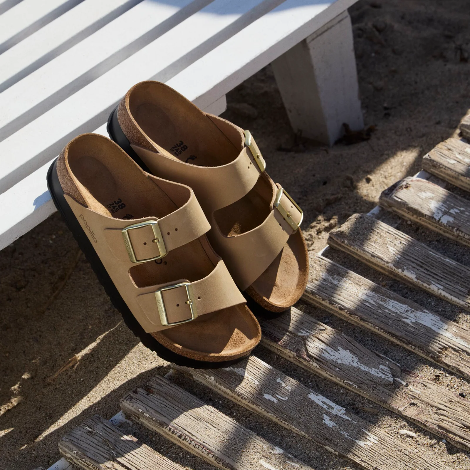 Birkenstock Arizona Platform Narrow Slide Sandal (Women) - Sandcastle Nubuck - Image 9