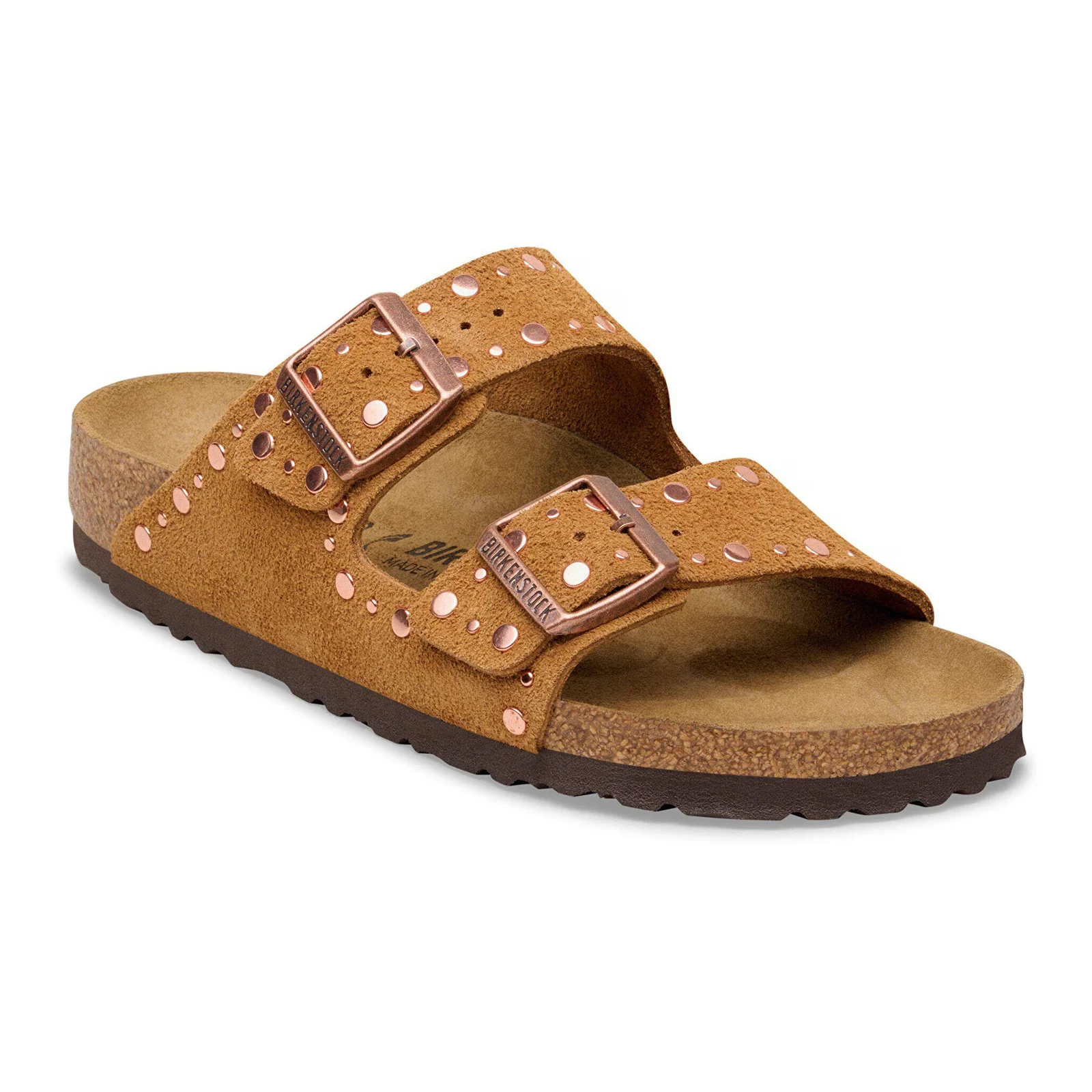 Birkenstock Arizona Rivets Narrow Slide Sandal (Women) - Mink Suede