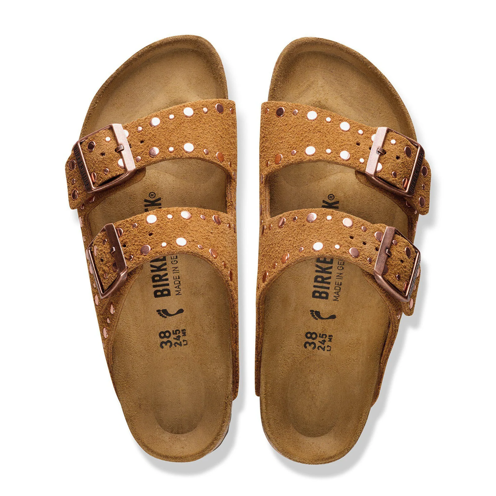 Birkenstock Arizona Rivets Narrow Slide Sandal (Women) - Mink Suede - Image 2